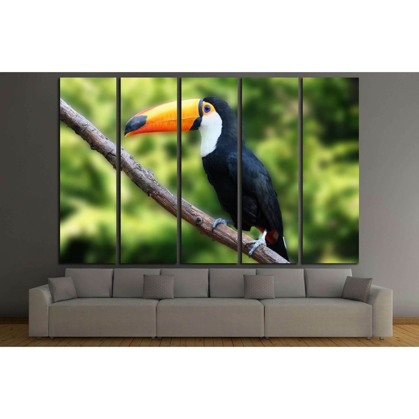 beautiful tucan, sitting on a branch №2788 Ready to Hang Canvas Print - Zellart Canvas Prints ALL_Products, s-2788