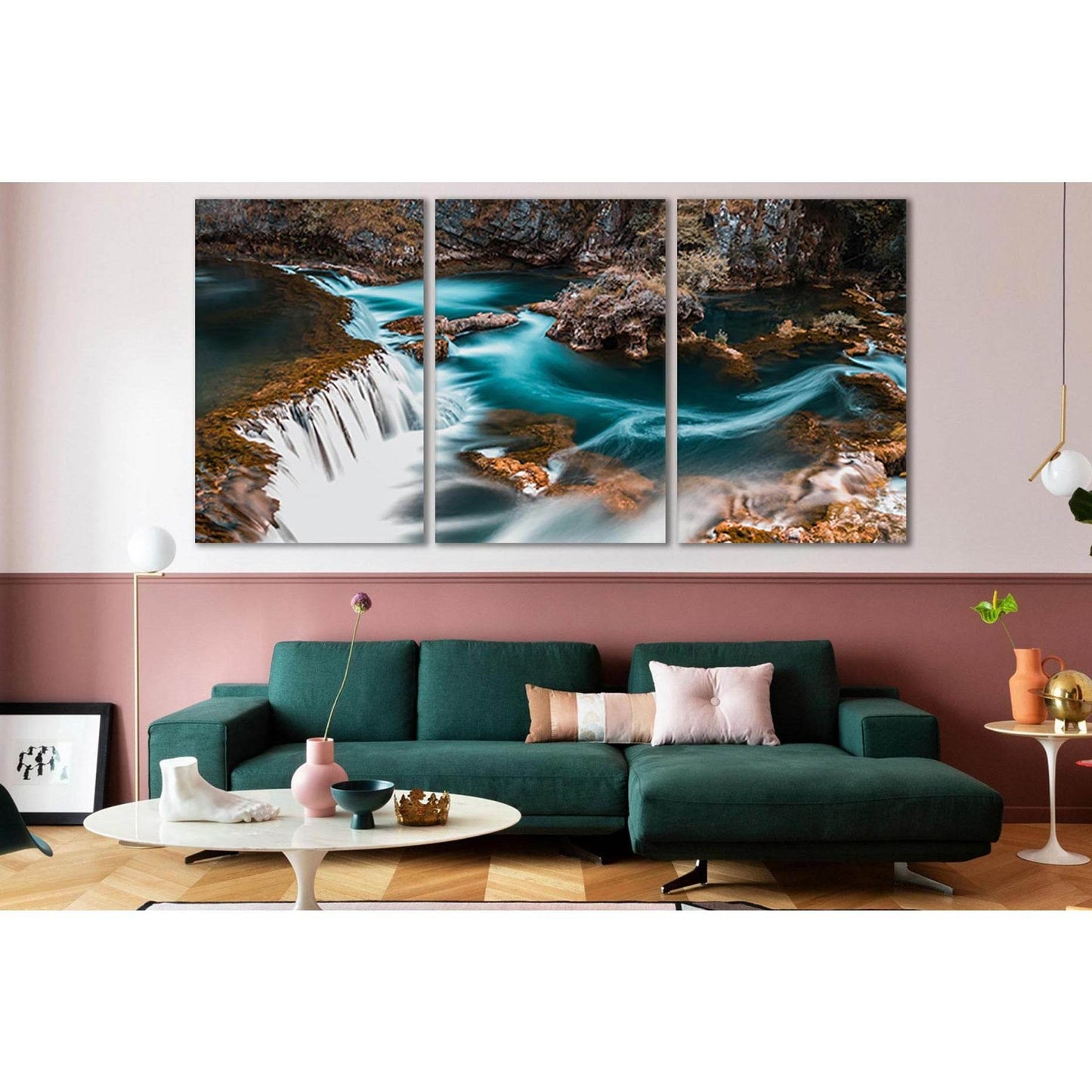 Beautiful Waterfall Top View №SL455 Ready to Hang Canvas Print - Zellart Canvas Prints 0new, ALL_Products, Waterfall, Waterfall Wall Art