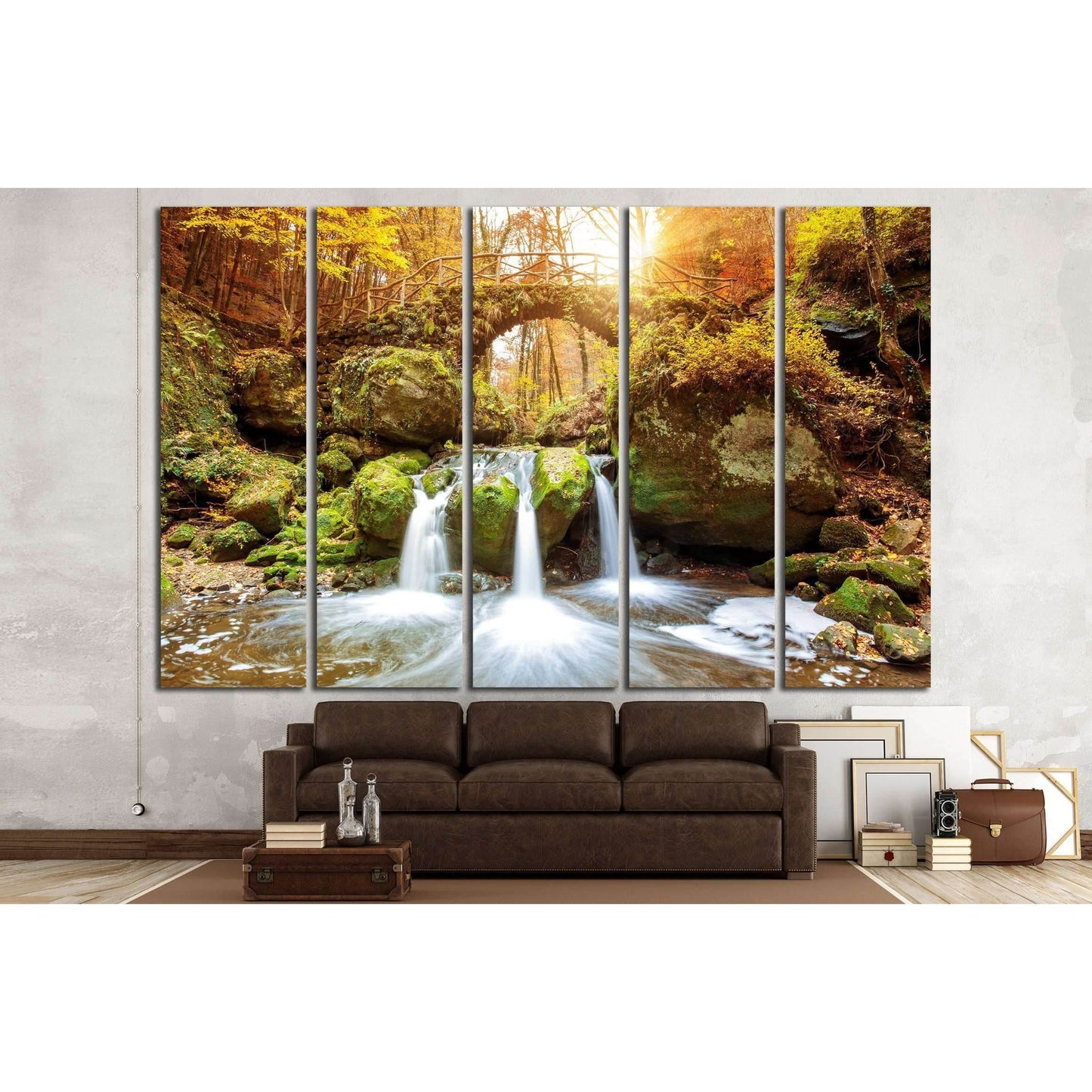 Beautiful waterfalls canvas print, Mullerthal, Luxembourg, Ready to Hang Canvas Print №3080 - Zellart Canvas Prints ALL_Products, s-3080, Waterfall