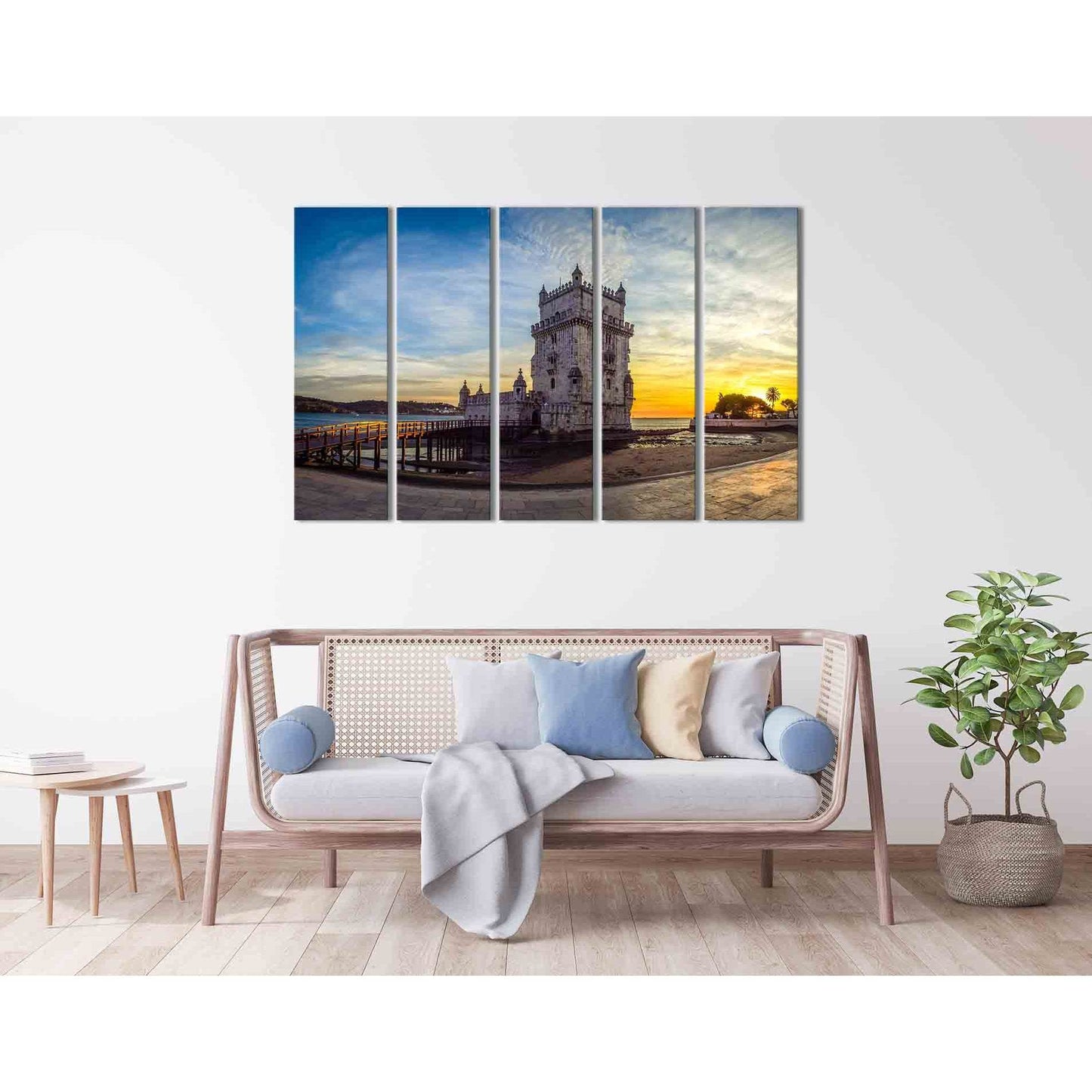 Belem tower №D1219 Ready to Hang Canvas Print - Zellart Canvas Prints 0new, ALL_Products, Sunrise & sunset wall art