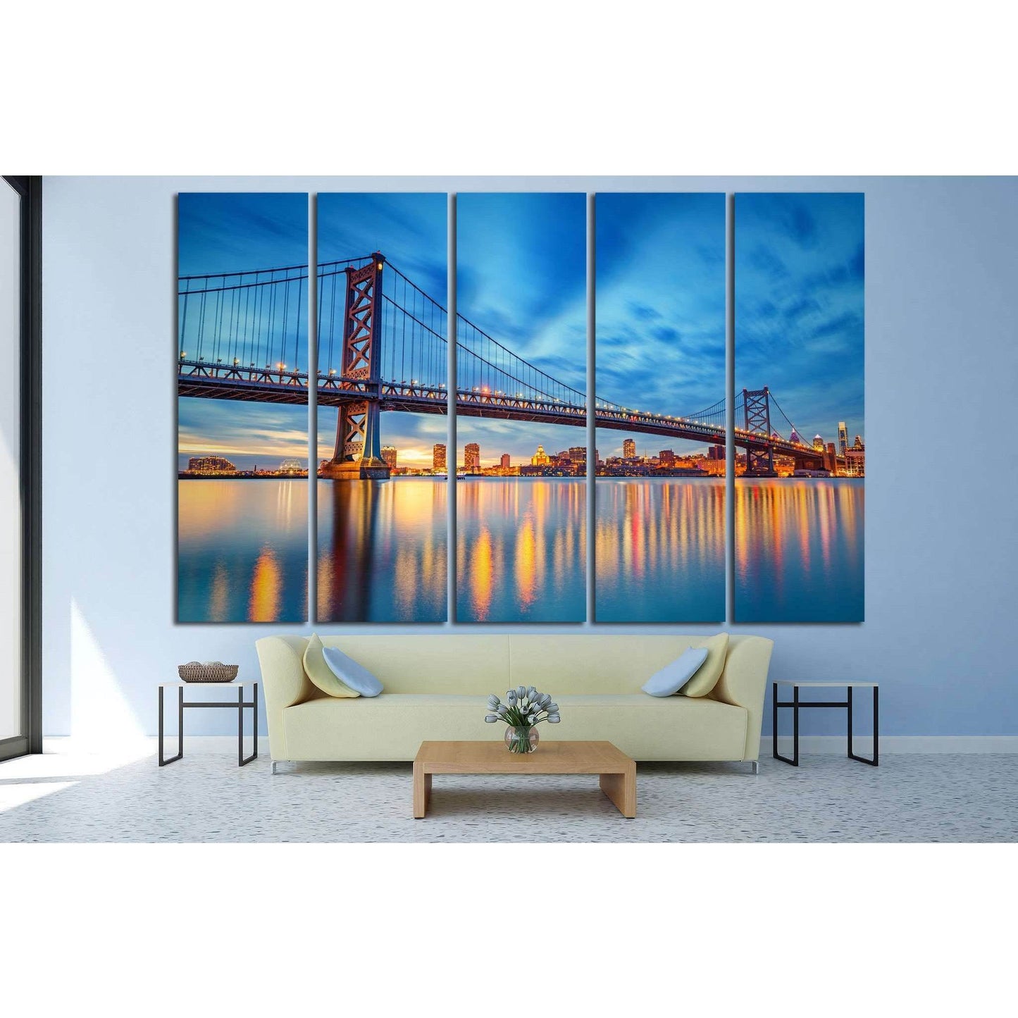 Ben Franklin Bridge, Philadelphia №992 Ready to Hang Canvas Print - Zellart Canvas Prints ALL_Products, s-992
