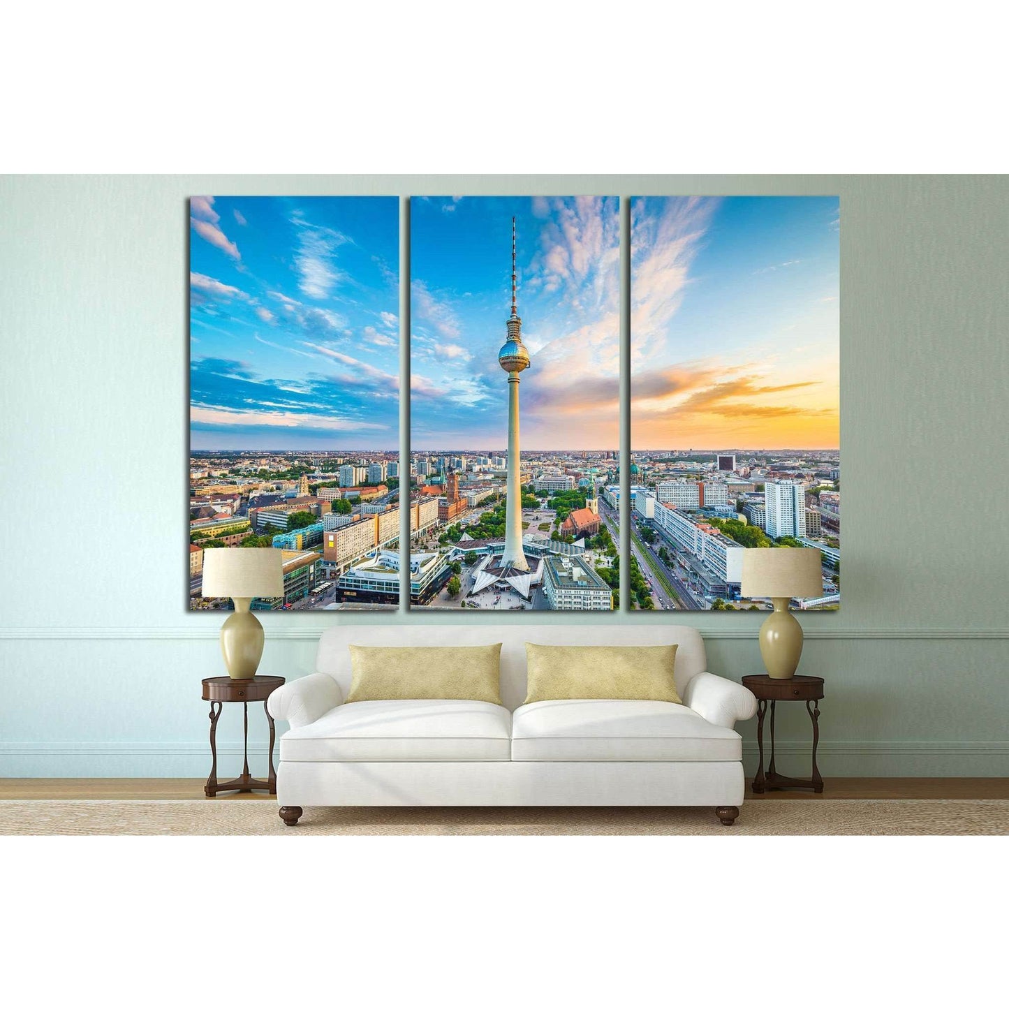 Berlin at sunset, Germany №1182 Ready to Hang Canvas Print - Zellart Canvas Prints ALL_Products, s-1182