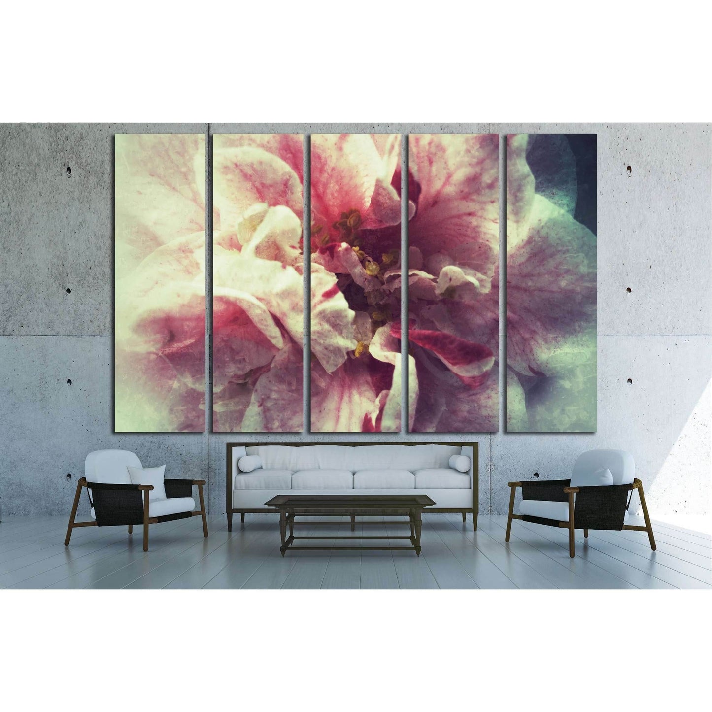 Bi-colored camellia №2550 Ready to Hang Canvas Print - Zellart Canvas Prints ALL_Products, s-2550