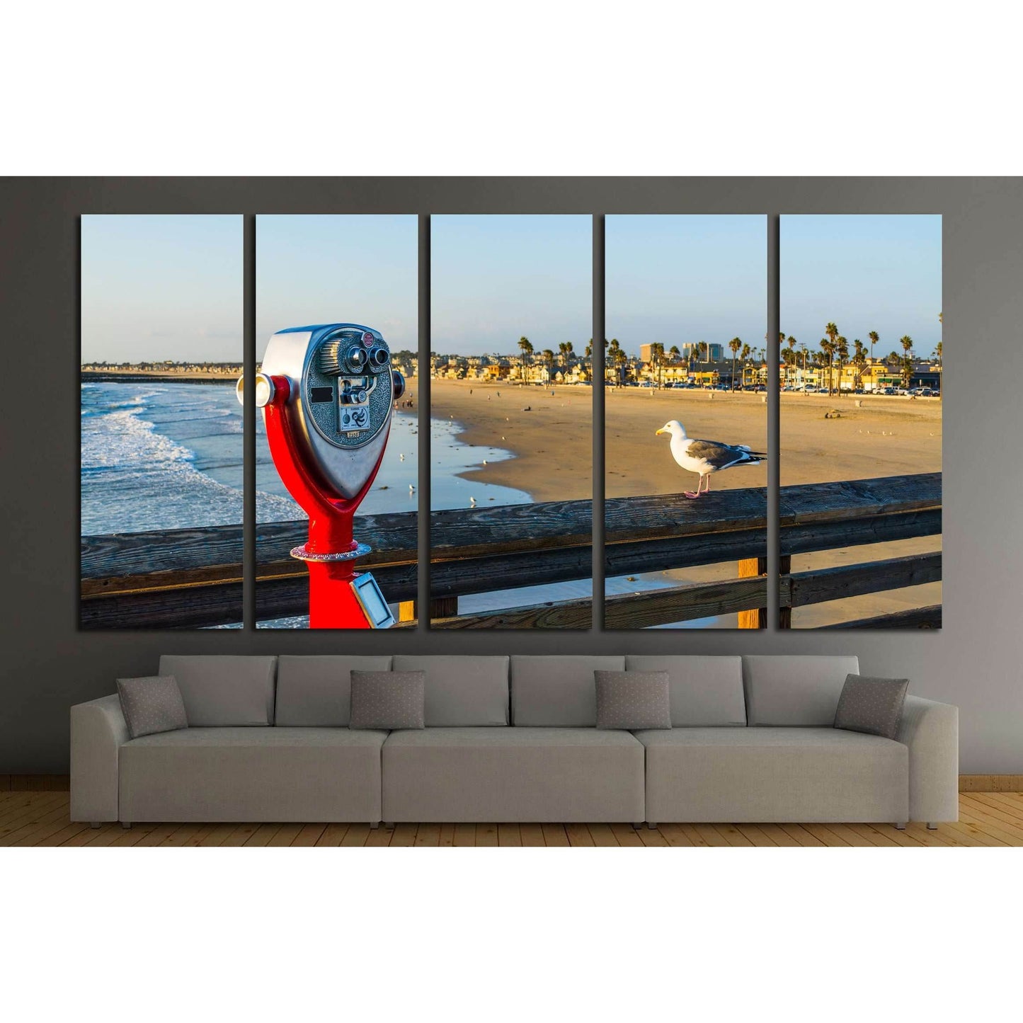 Binoculars in Newport Beach pier, California №1660 Ready to Hang Canvas Print - Zellart Canvas Prints ALL_Products, s-1660