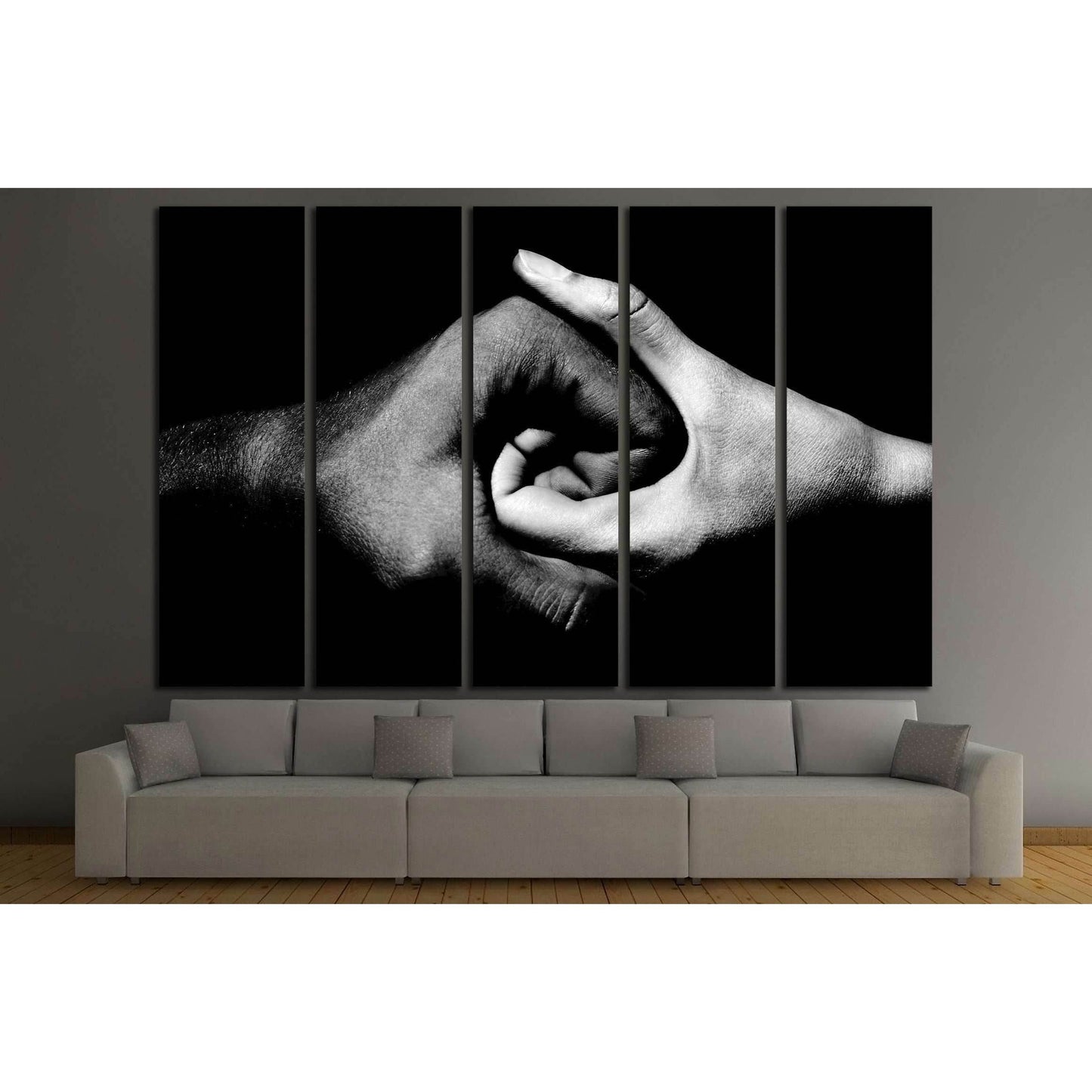 black and white hands holding together №2777 Ready to Hang Canvas Print - Zellart Canvas Prints ALL_Products, s-2777