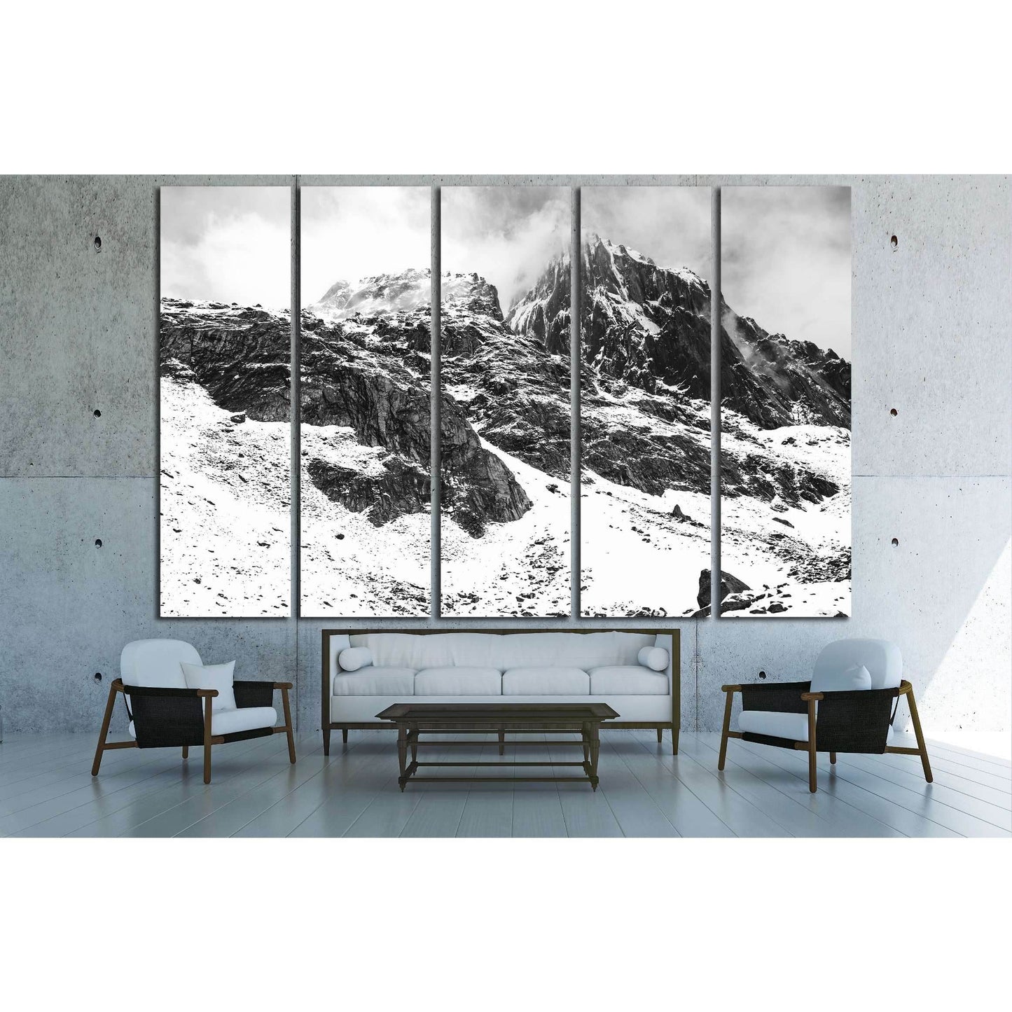 Black and White Himalayan scene from Pakistan №3117 Ready to Hang Canvas Print - Zellart Canvas Prints ALL_Products, s-3117