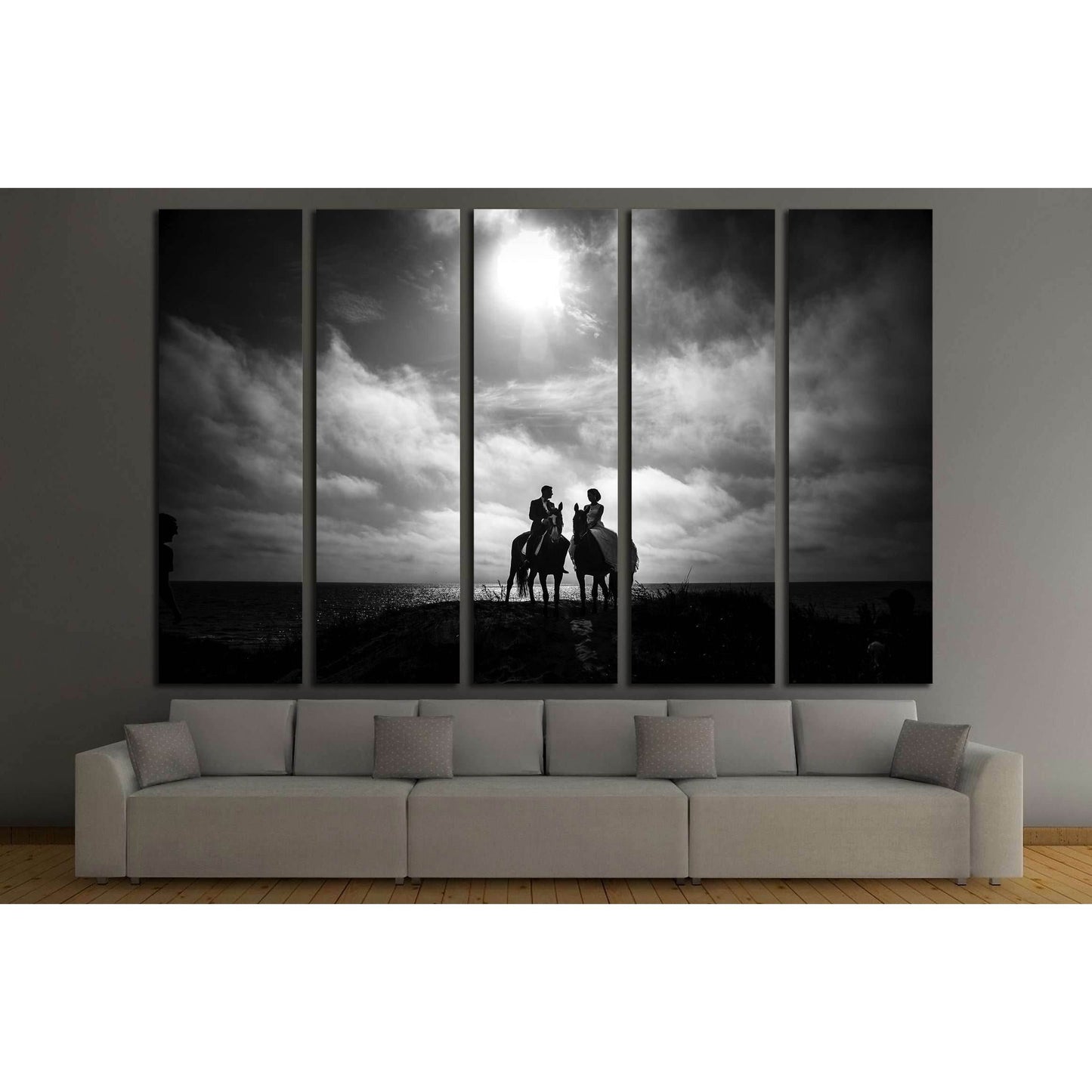 Black and white horse canvas print №5016 - Zellart Canvas Prints ALL_Products, Horses, s-5016