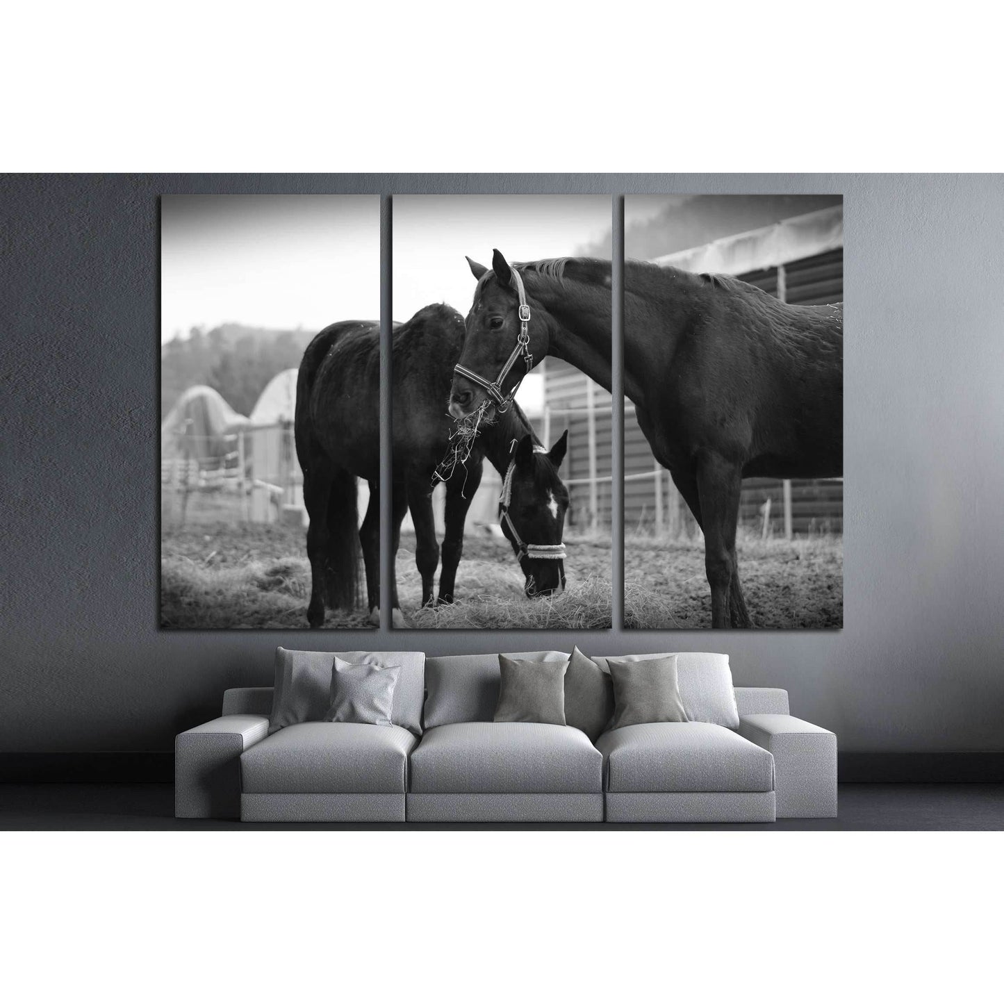 Black and white horse wall art №5008 - Zellart Canvas Prints ALL_Products, Horses, s-5008