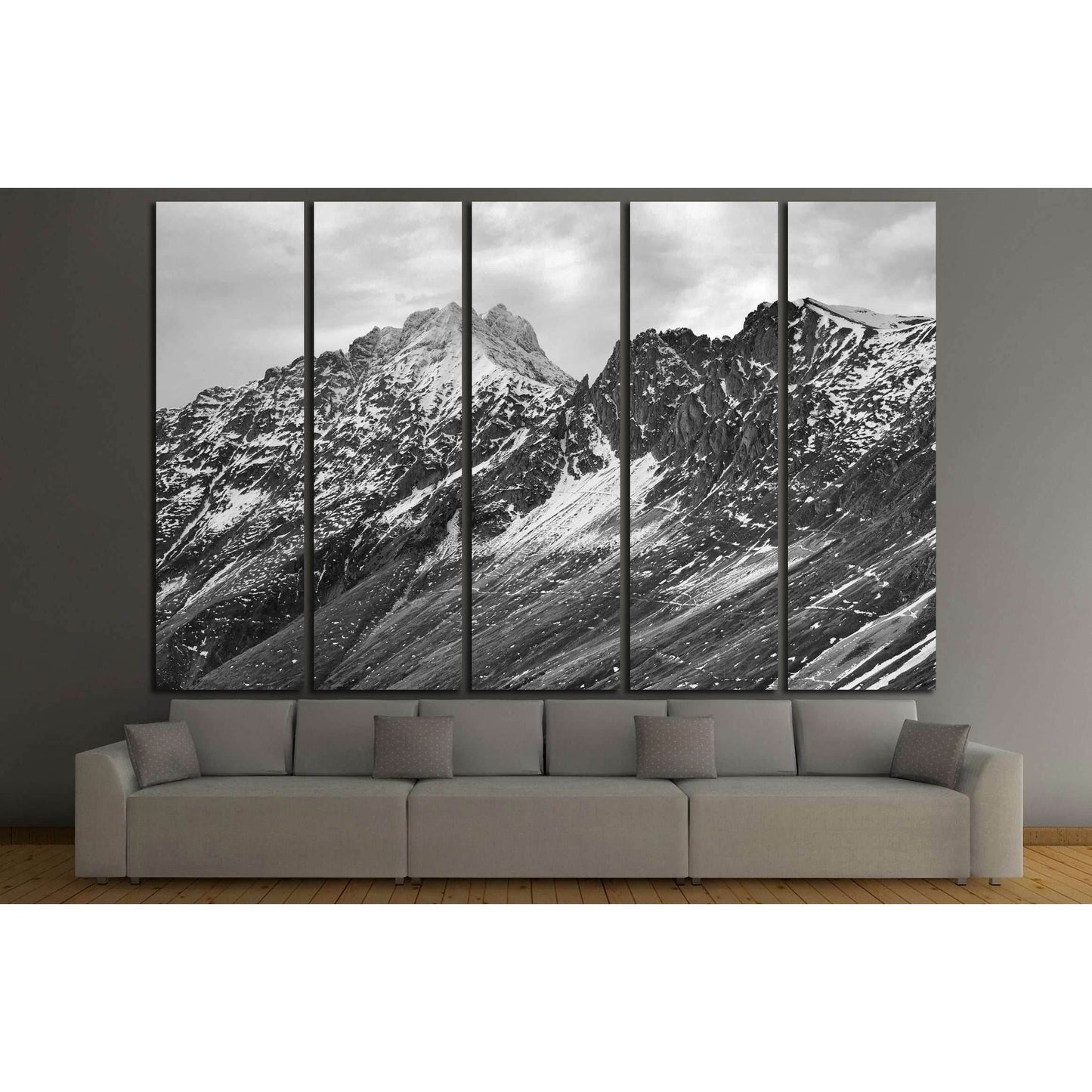 Black and white mountain landscape №3200 Ready to Hang Canvas Print - Zellart Canvas Prints ALL_Products, s-3200