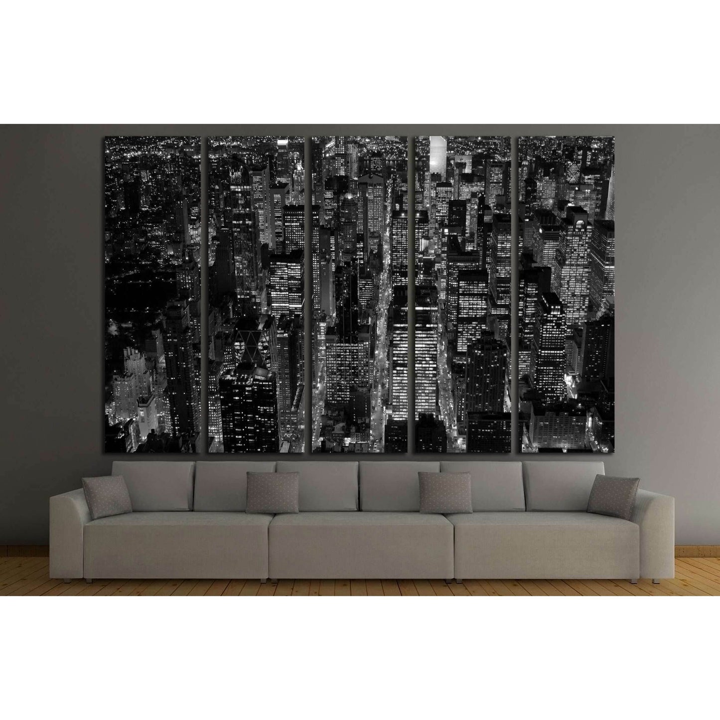 black and white scene of new york city skyline cityscape background №3047 Ready to Hang Canvas Print - Zellart Canvas Prints 0_NY_ART, ALL_Products, s-3047