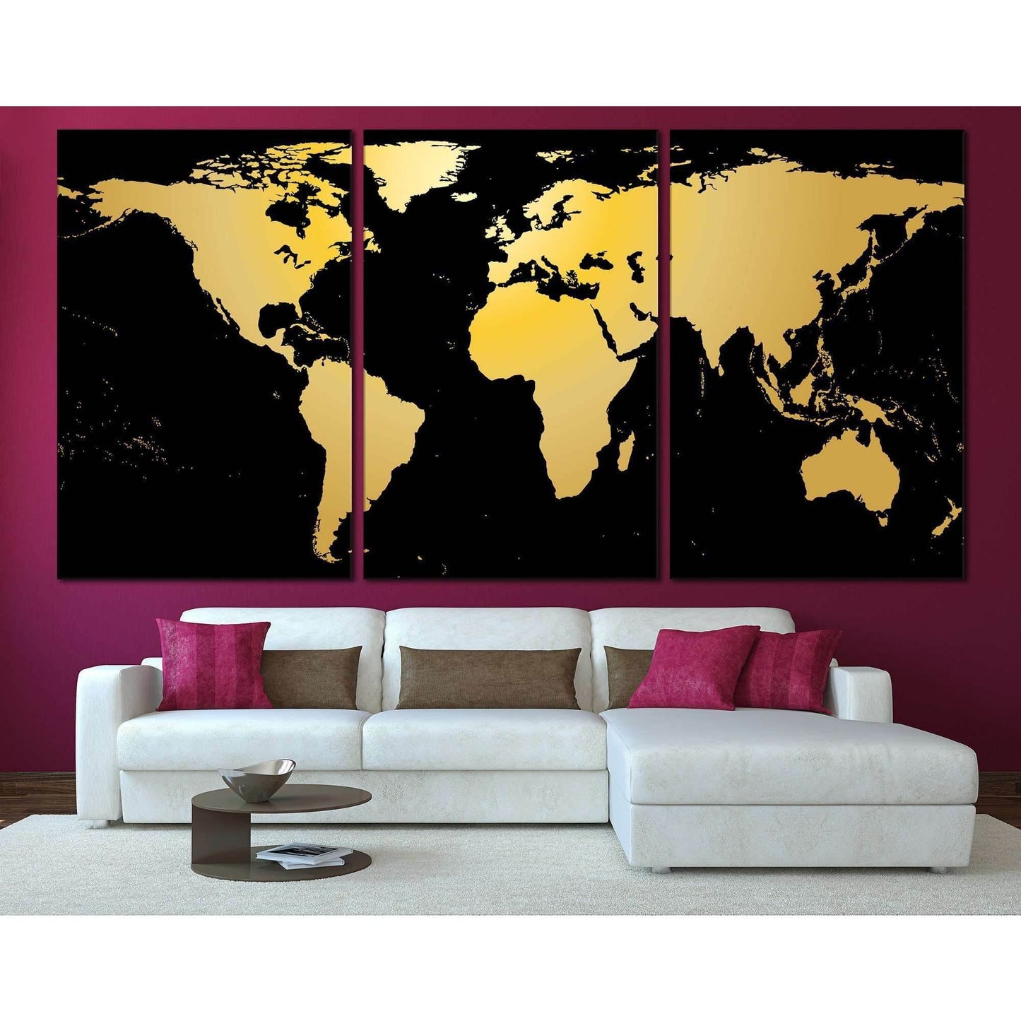 Black / Gold World Map №860 Ready to Hang Canvas Print - Zellart Canvas Prints ALL_Products, autopostr_pinterest_65155, autopostr_pinterest_65157, autopostr_pinterest_65158, autopostr_pinterest_65160, World Maps