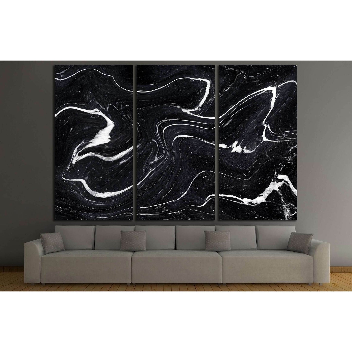 Black Marble ink texture acrylic painted waves texture background №2577 Ready to Hang Canvas Print - Zellart Canvas Prints ALL_Products, s-2577