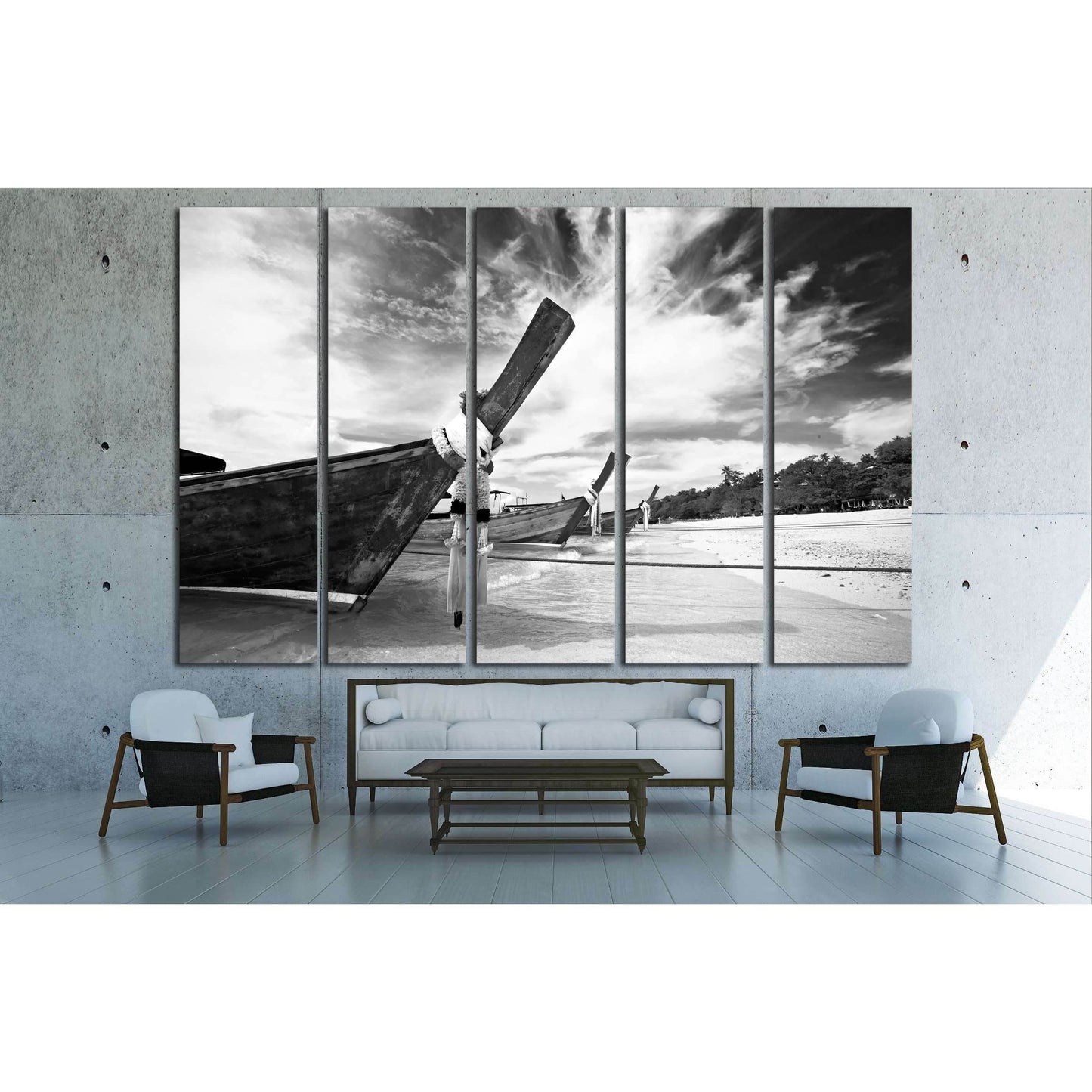 Boat in the tropical sea. Phi Phi island. Thailand №2668 Ready to Hang Canvas Print - Zellart Canvas Prints ALL_Products, s-2668