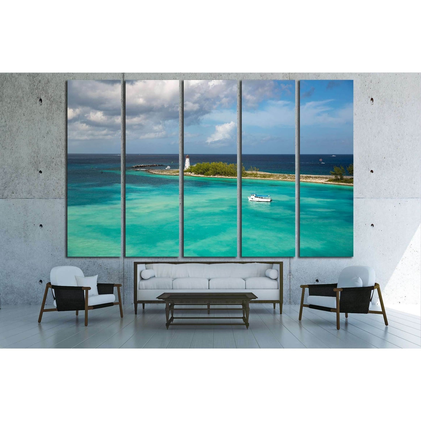 Boat. Lighthouse. Paradise Island. Nassau. Bahamas №3104 Ready to Hang Canvas Print - Zellart Canvas Prints ALL_Products, s-3104