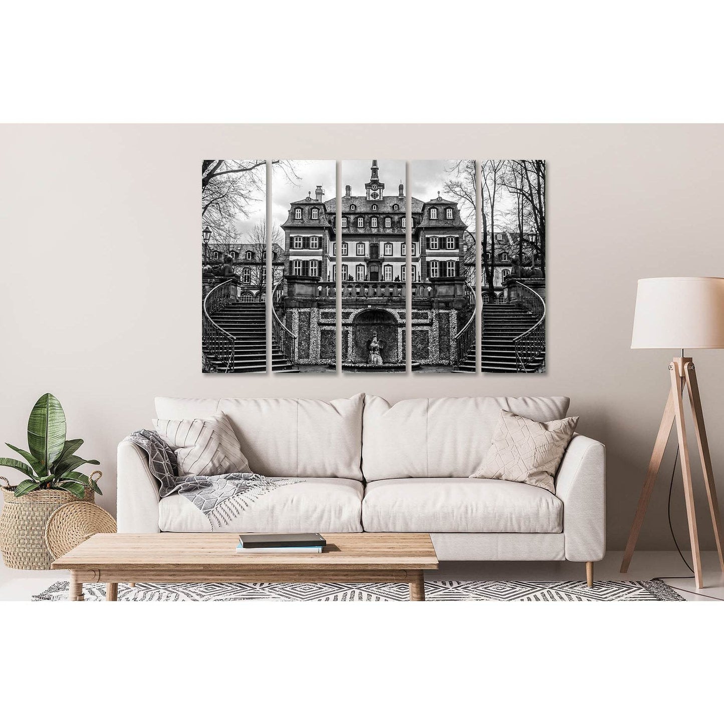 Bolongaro palace №D2819 Ready to Hang Canvas Print - Zellart Canvas Prints 0new, ALL_Products, Black & White Wall Art