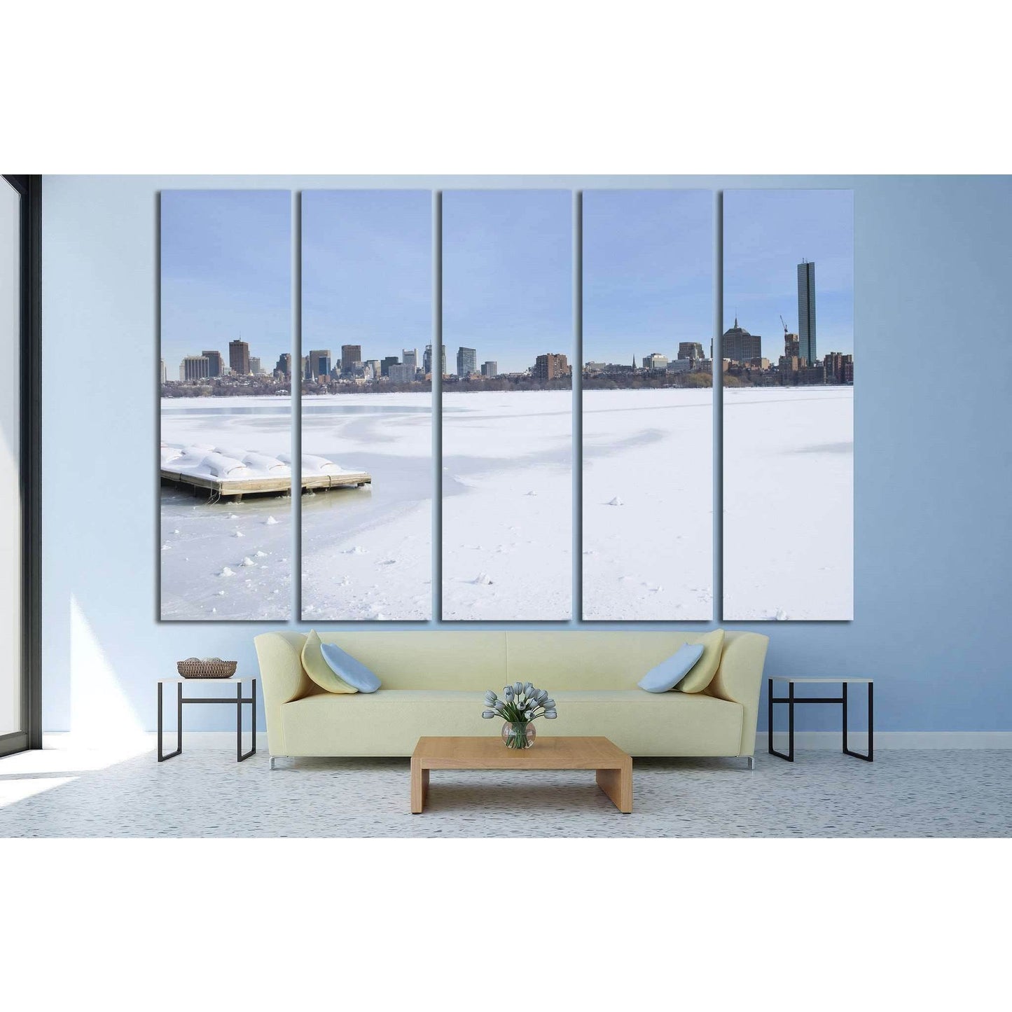 boston skyline in the winter №1127 Ready to Hang Canvas Print - Zellart Canvas Prints ALL_Products, s-11