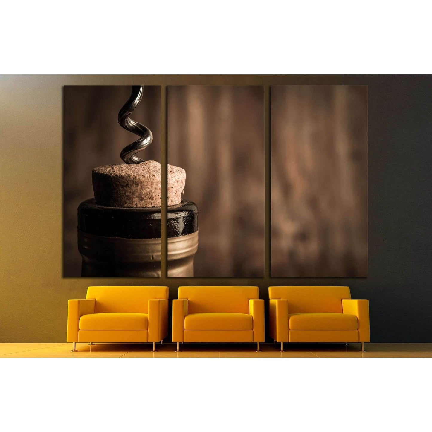 Bottle of wine with corkscrew on wooden background №1922 Ready to Hang Canvas Print - Zellart Canvas Prints ALL_Products, s-1922