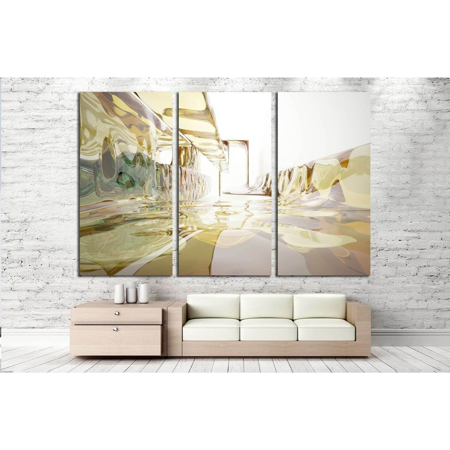 brawn, yellow and blue glass smoth wave objects №1609 Ready to Hang Canvas Print - Zellart Canvas Prints ALL_Products, s-1609