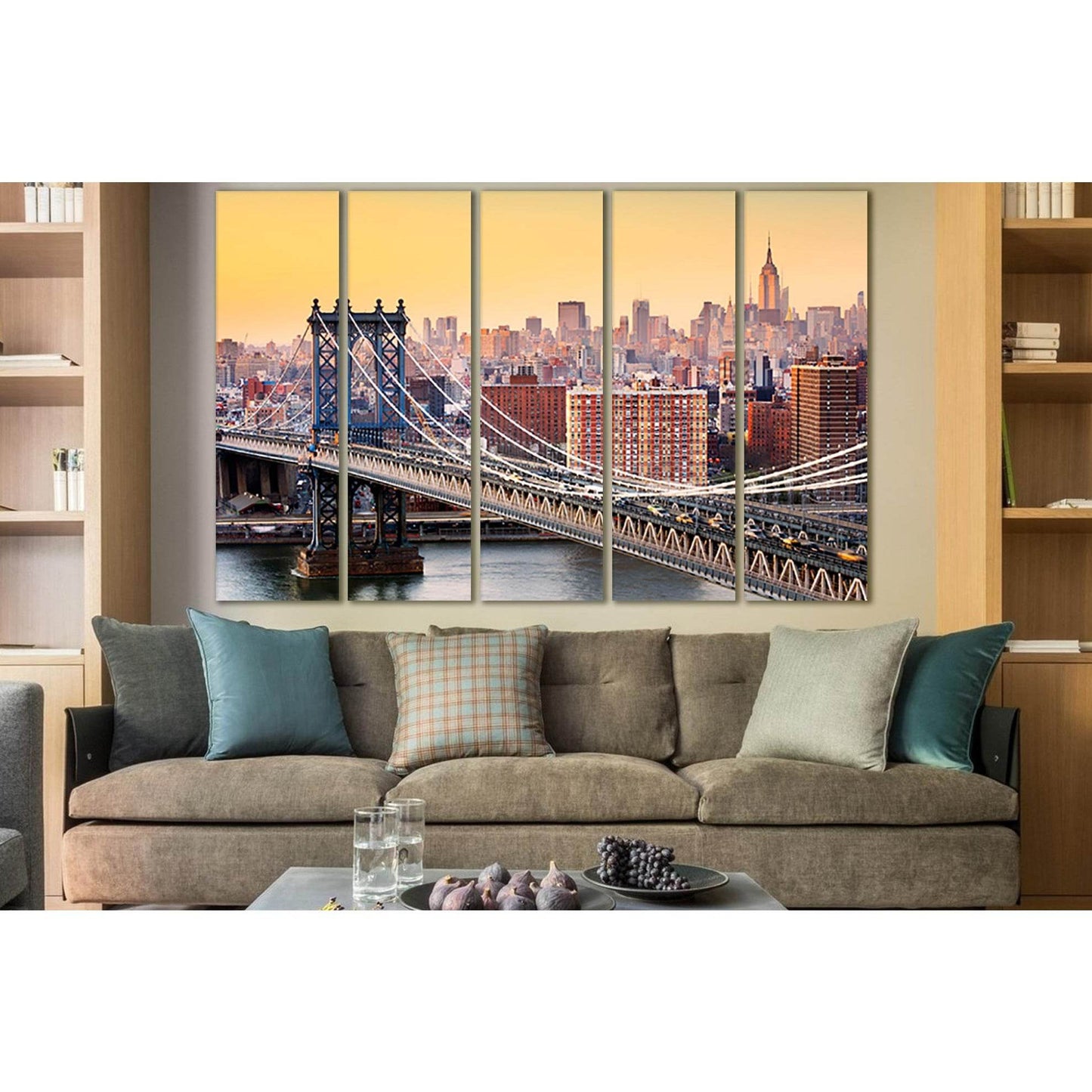 Brooklyn Bridge New York Manhattan №SL1095 Ready to Hang Canvas Print - Zellart Canvas Prints 0_NY_ART, 0new, ALL_Products, Bridges Wall Art