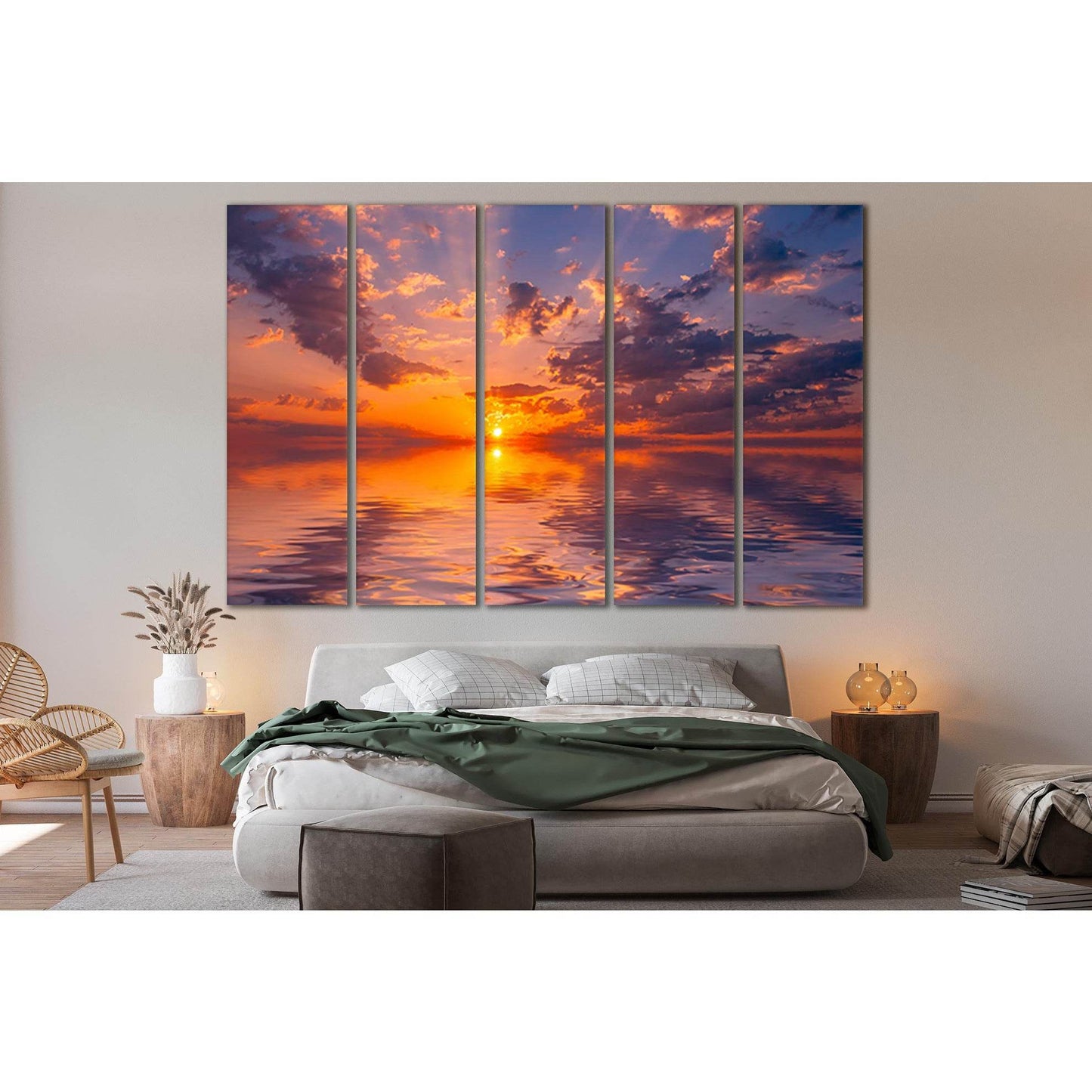 Calm Water Sunset №SL107 Ready to Hang Canvas Print - Zellart Canvas Prints 0new, ALL_Products, Beach Ocean & Waves