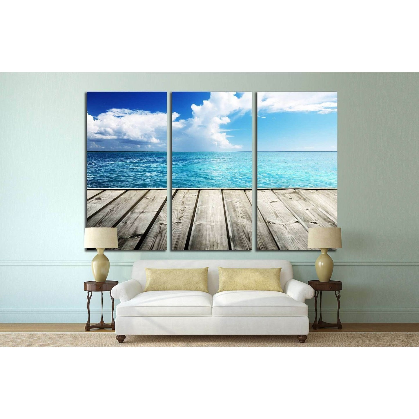 Caribbean sea and wooden platform №1394 Ready to Hang Canvas Print - Zellart Canvas Prints ALL_Products, s-1394