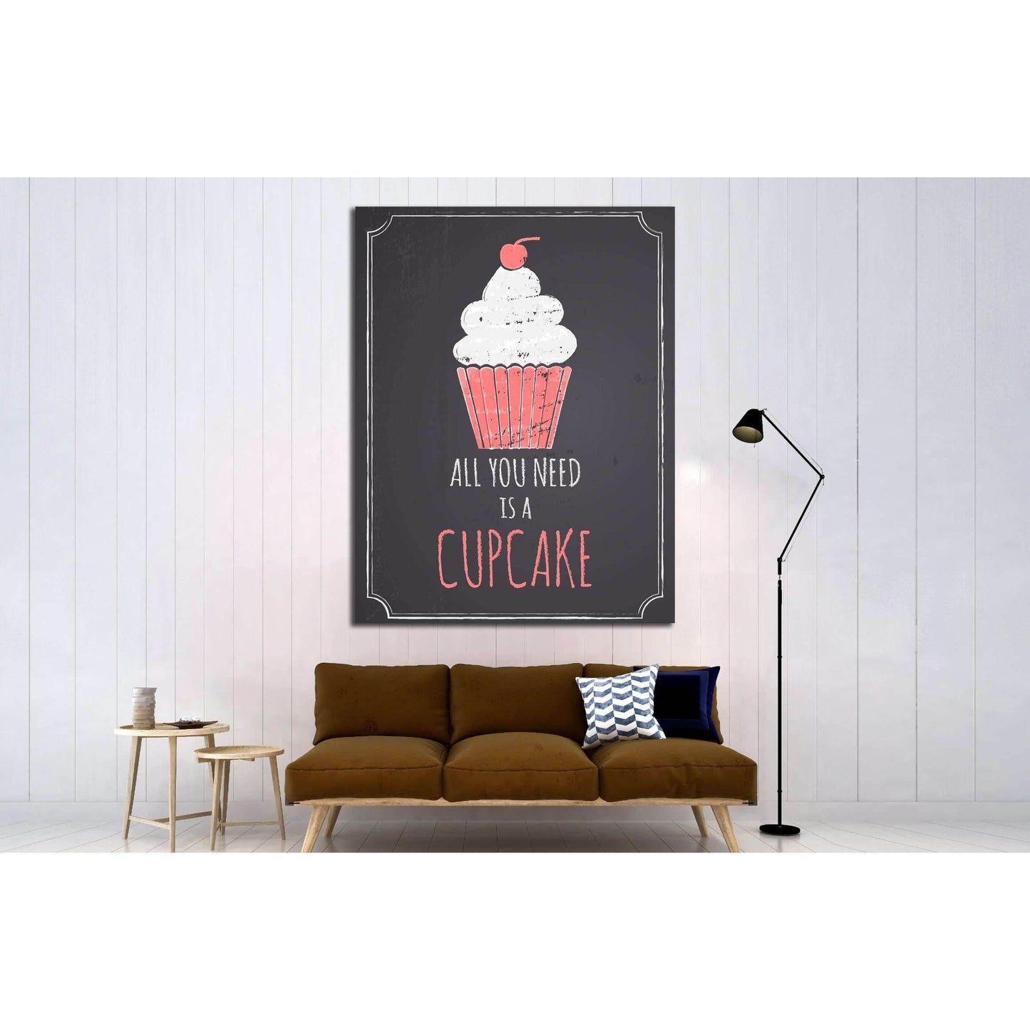 Chalkboard style canvas with cupcake №4567 Ready to Hang Canvas Print - Zellart Canvas Prints 000Negative, ALL_Products, s-4567