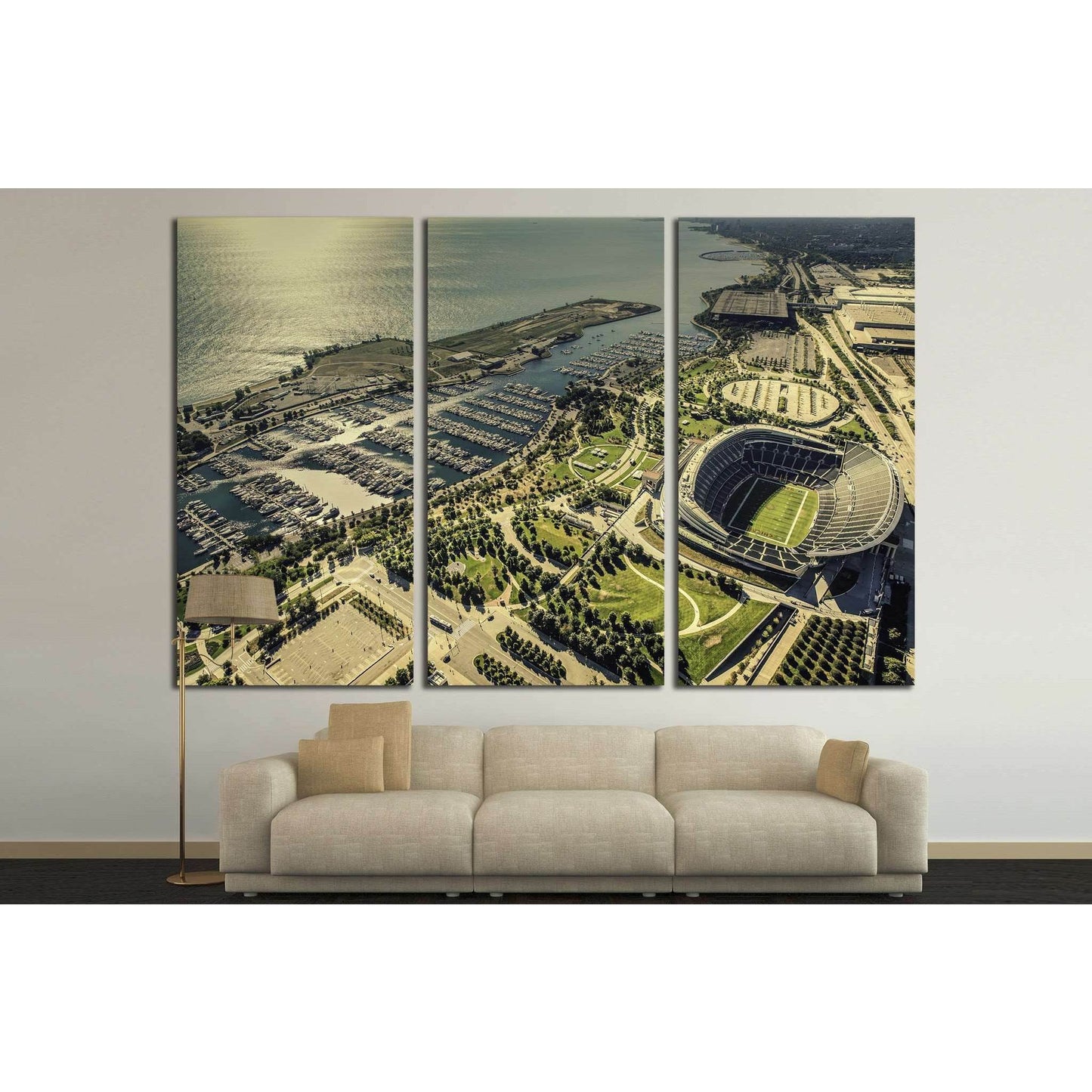 Chicago Soldiers Filed Stadium and harbor №2042 Ready to Hang Canvas Print - Zellart Canvas Prints ALL_Products, s-2042