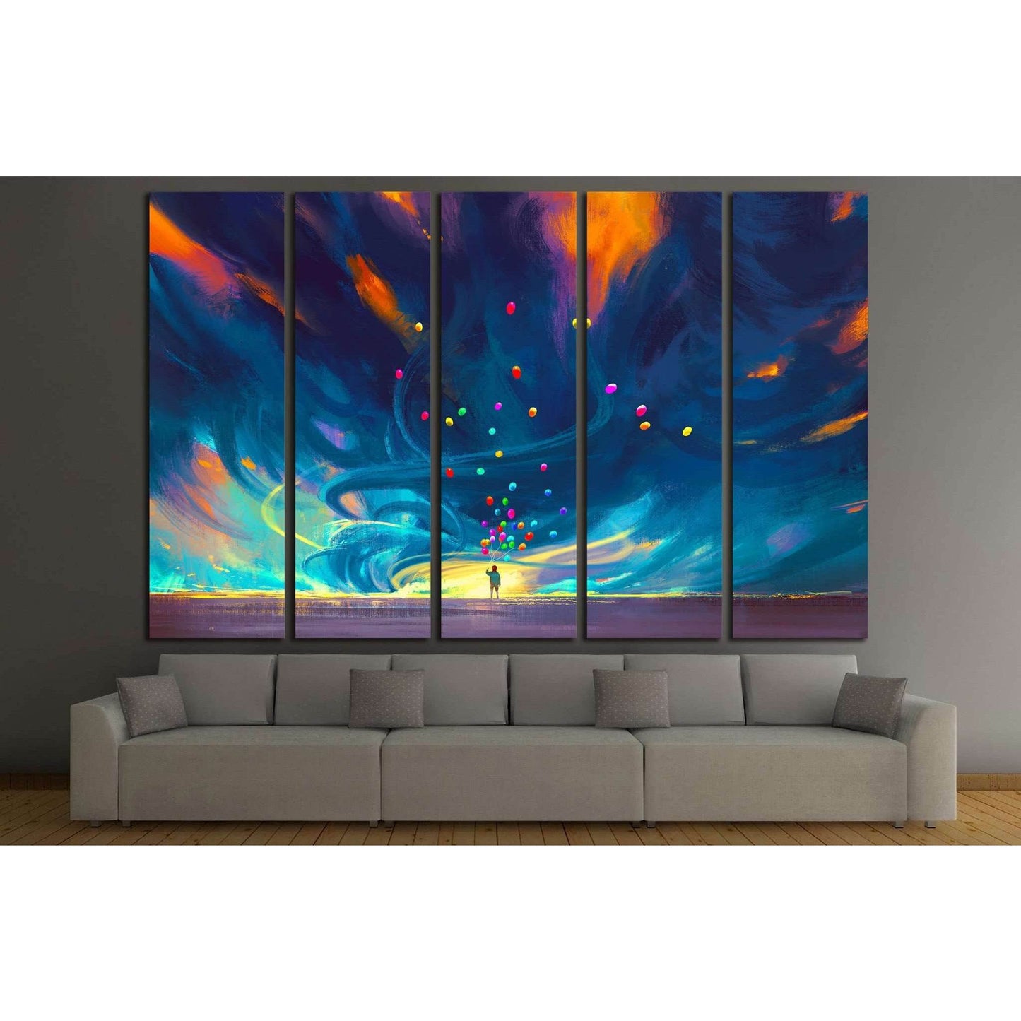 child holding balloons №709 Ready to Hang Canvas Print - Zellart Canvas Prints ALL_Products, s-709