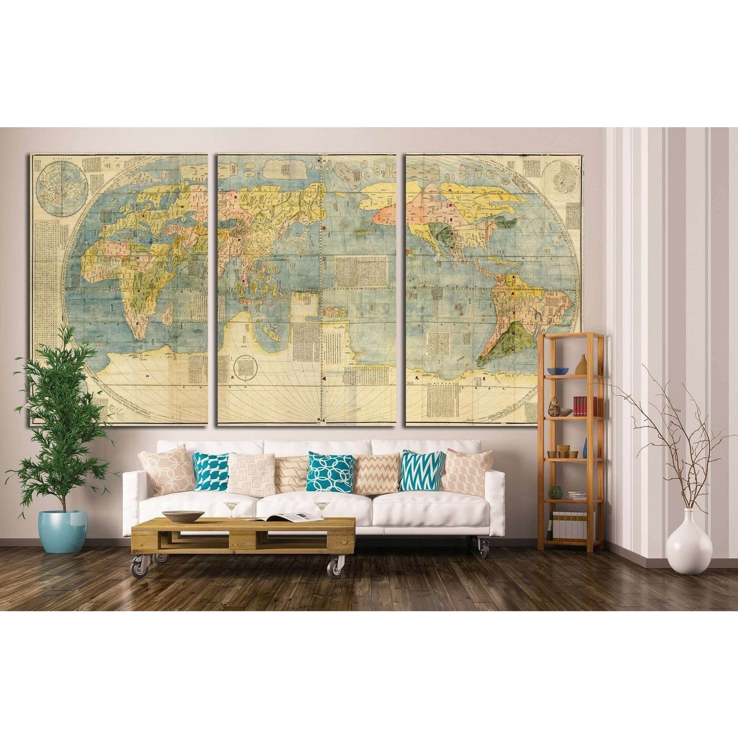 Chinese world map from 1604 №1484 Ready to Hang Canvas Print - Zellart Canvas Prints ALL_Products, s-1484