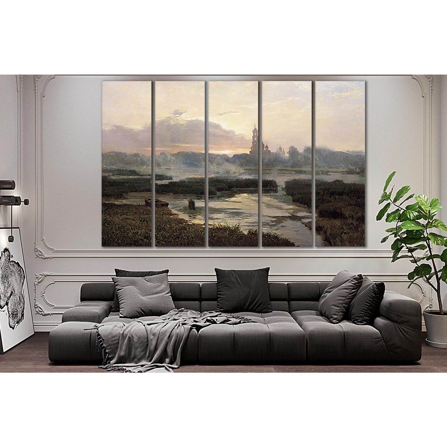Church Dawn Oil Painting №SL572 Ready to Hang Canvas Print - Zellart Canvas Prints 0new, ALL_Products, Oil Painting Wall Art