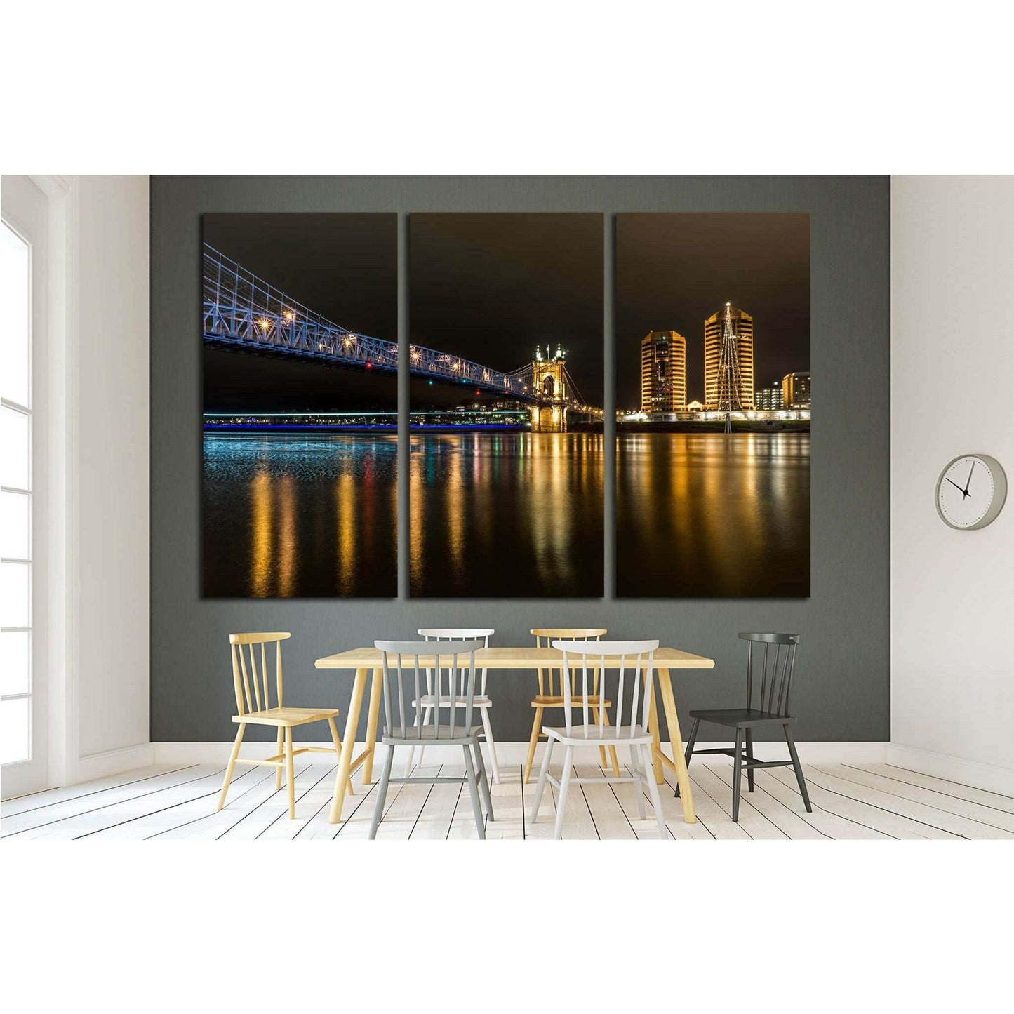 Cincinnati Roebling Bridge at Night №1752 Ready to Hang Canvas Print - Zellart Canvas Prints ALL_Products, s-1752