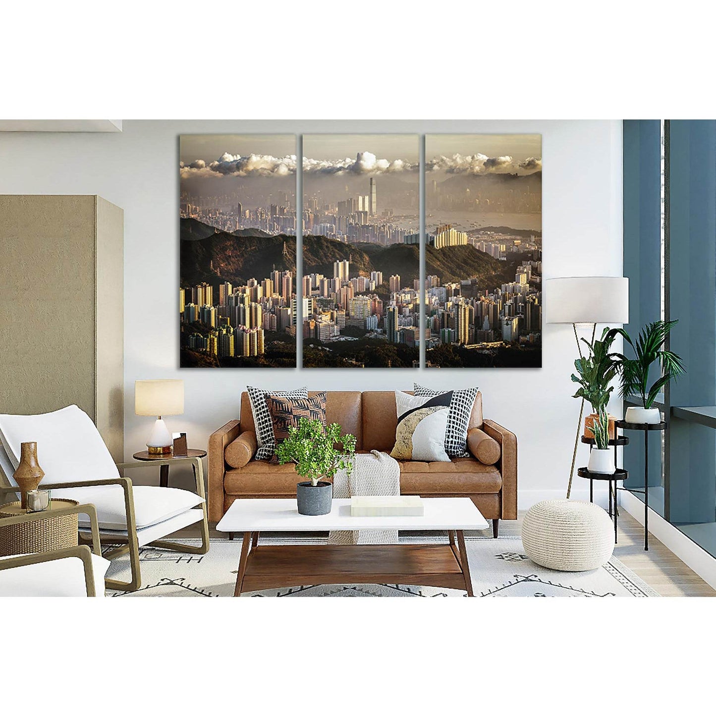 City Buildings Under A Cloudy Sky №SL361 Ready to Hang Canvas Print - Zellart Canvas Prints 0new, ALL_Products, Cityscapes & Skylines