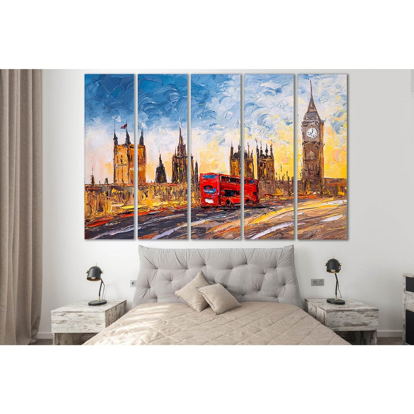 City View Of London №SL597 Ready to Hang Canvas Print - Zellart Canvas Prints 0new, ALL_Products, Oil Painting Wall Art