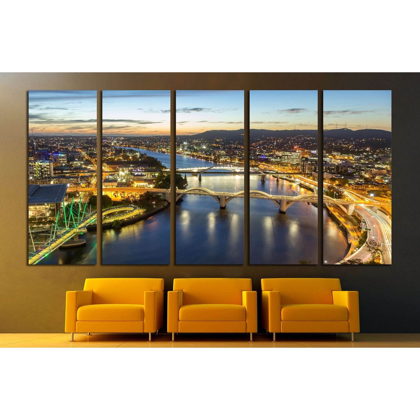 Cityscape Skyline at Twilight Dusk in Summer, Queensland, Australia №2295 Ready to Hang Canvas Print - Zellart Canvas Prints ALL_Products, s-2295
