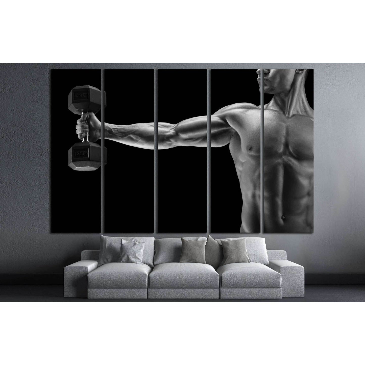 Close-up of a power fitness man's hand with dumbbell №3248 Ready to Hang Canvas Print - Zellart Canvas Prints ALL_Products, s-3248