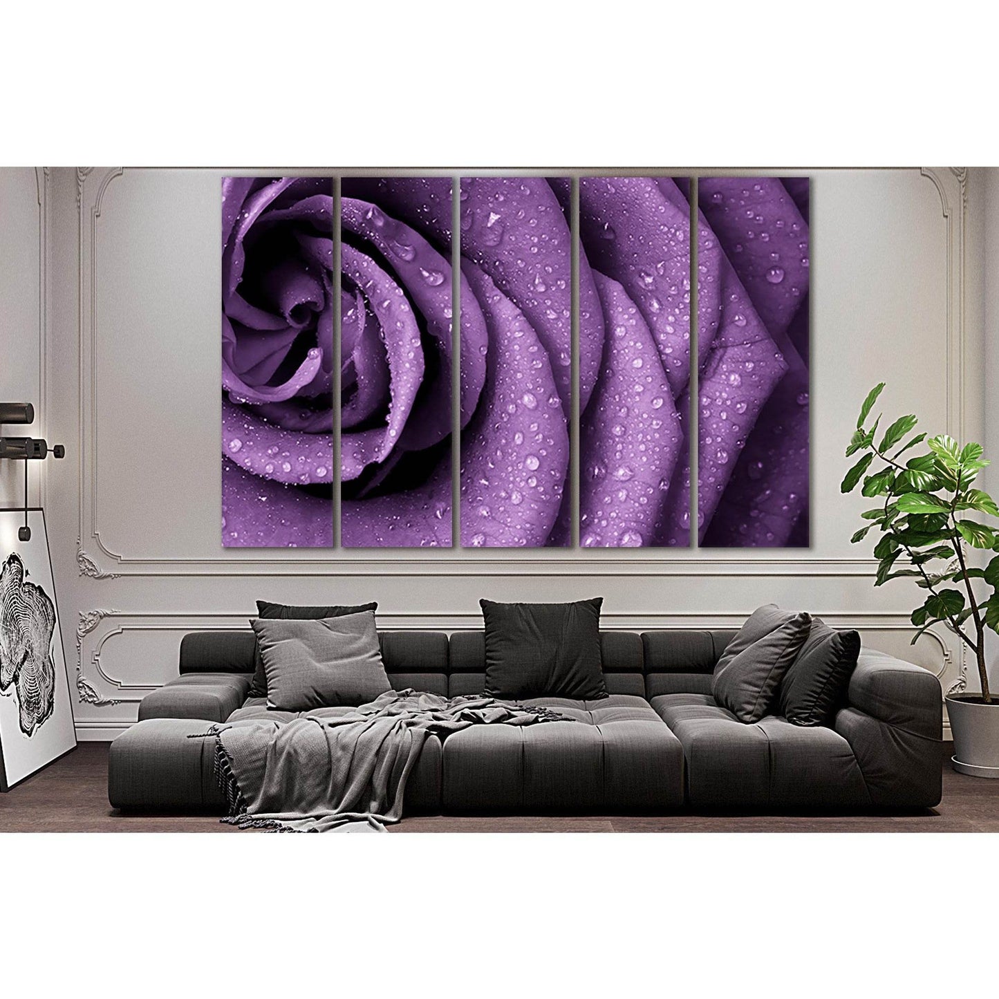Close Up Of Violet Rose №SL680 Ready to Hang Canvas Print - Zellart Canvas Prints 0new, ALL_Products, Floral & Botanical Wall Art