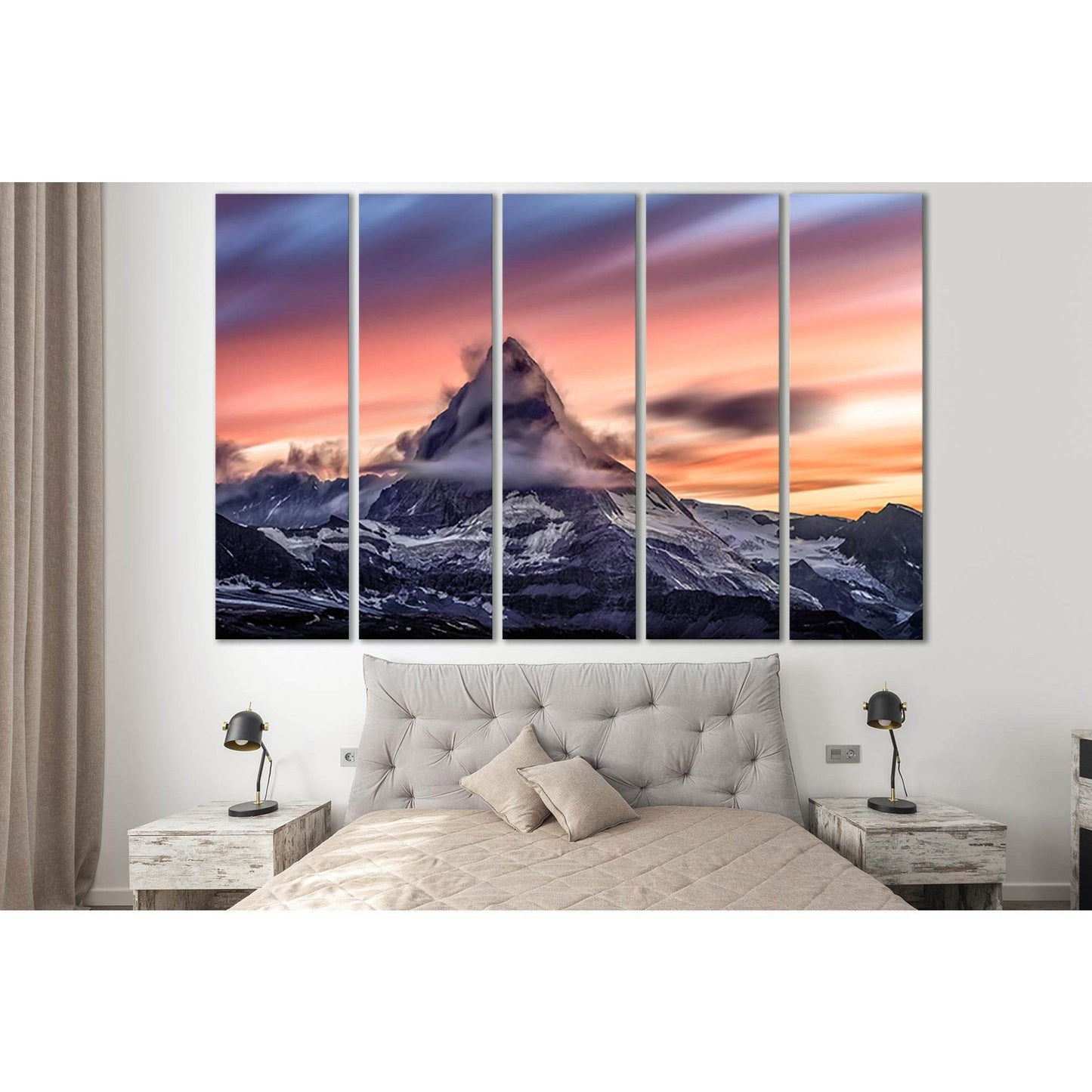 Cloud And Mountain Snowcapped №SL1587 Ready to Hang Canvas Print - Zellart Canvas Prints 0new, ALL_Products, Mountains Wall Art, Nature Wall Art