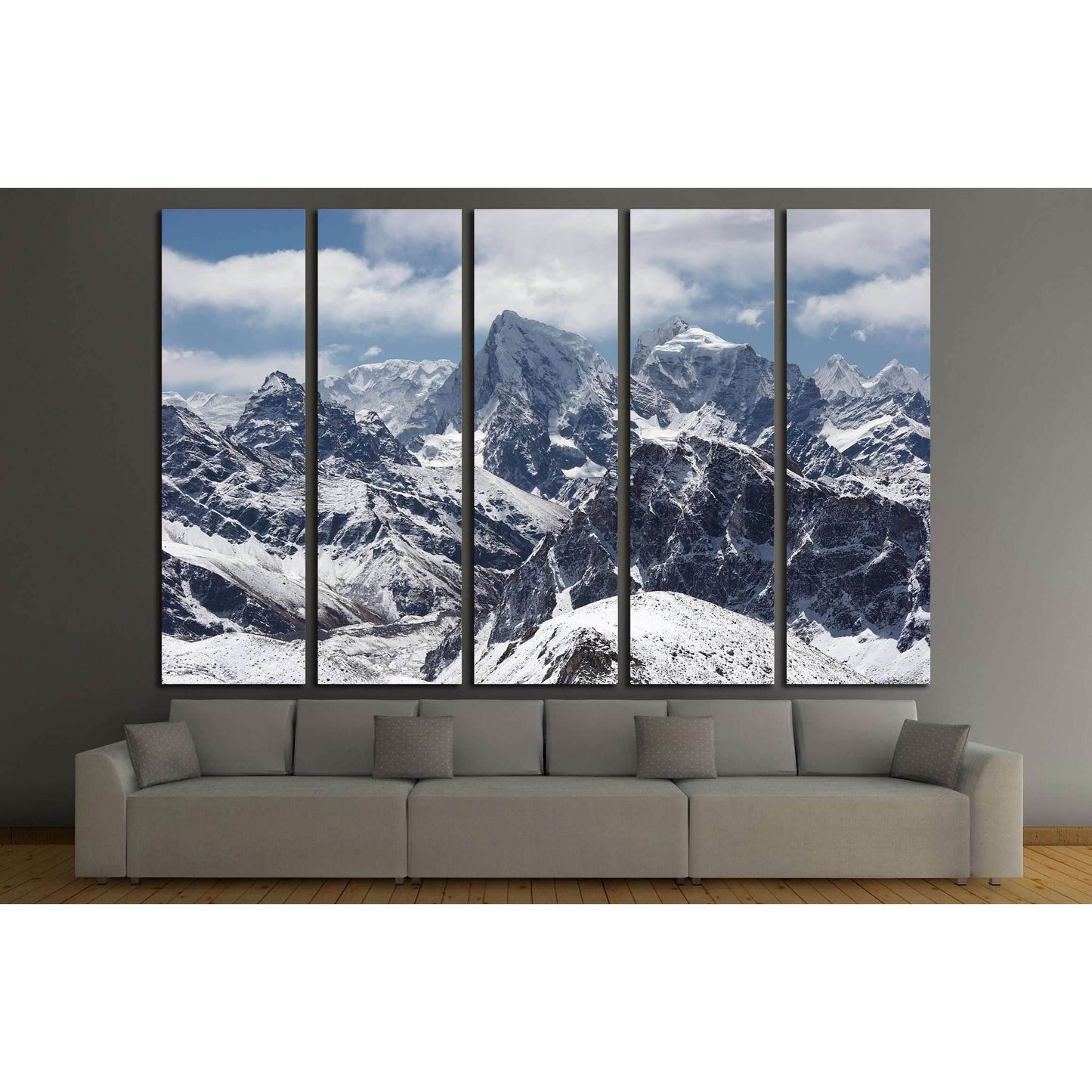 Clouds over snow mountains landscape, Himalaya №2663 Ready to Hang Canvas Print - Zellart Canvas Prints ALL_Products, s-2663