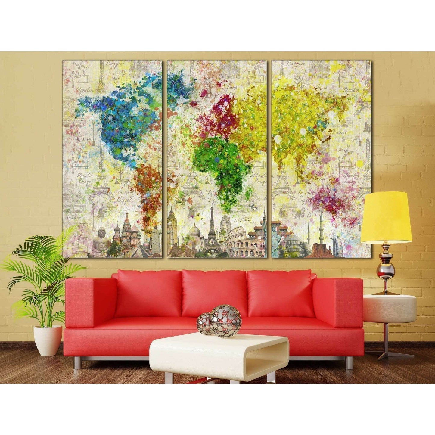 Color Splashes World Map №701 Ready to Hang Canvas Print - Zellart Canvas Prints ALL_Products, autopostr_pinterest_65155, autopostr_pinterest_65157, autopostr_pinterest_65158, autopostr_pinterest_65160