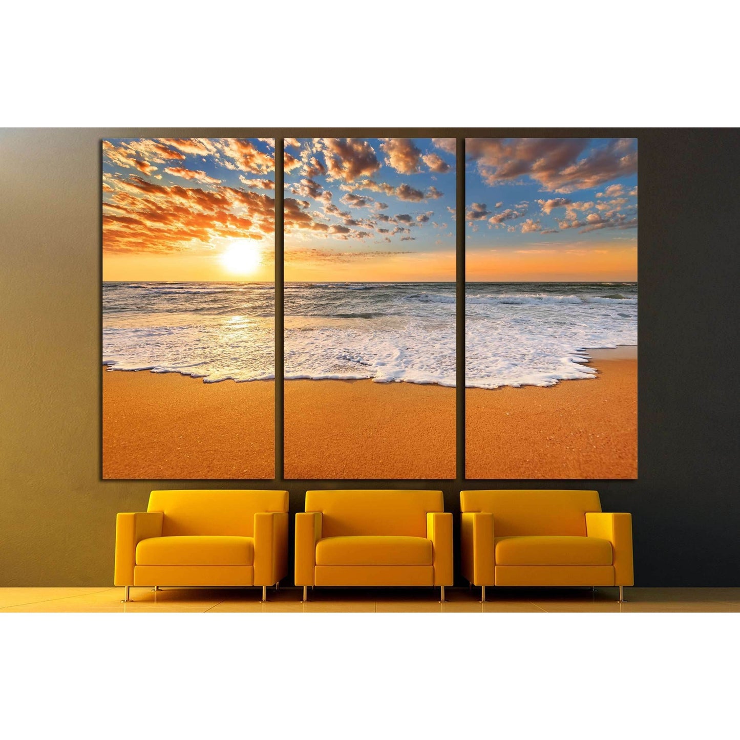 Colorful ocean beach sunrise №3109 Ready to Hang Canvas Print - Zellart Canvas Prints ALL_Products, s-3109