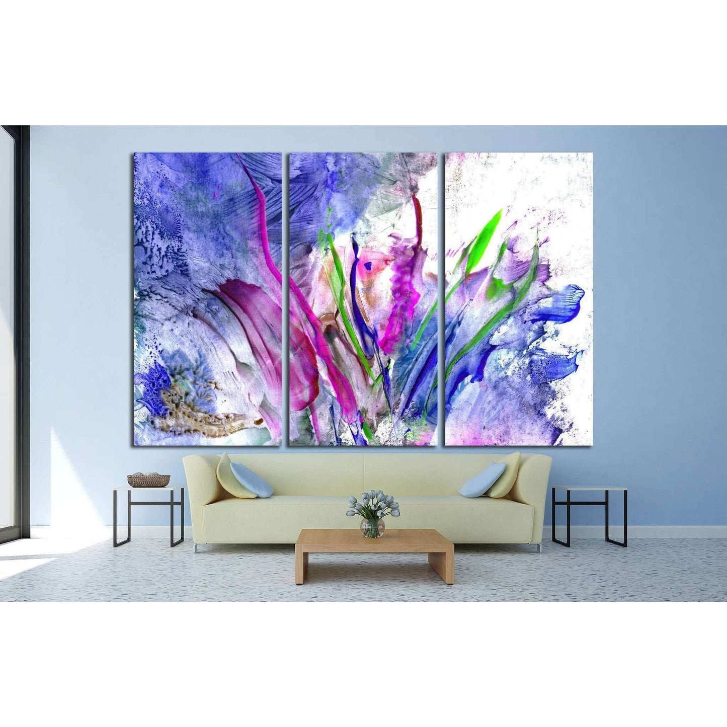 Colorful paint splashing №1339 Ready to Hang Canvas Print - Zellart Canvas Prints ALL_Products, s-1339