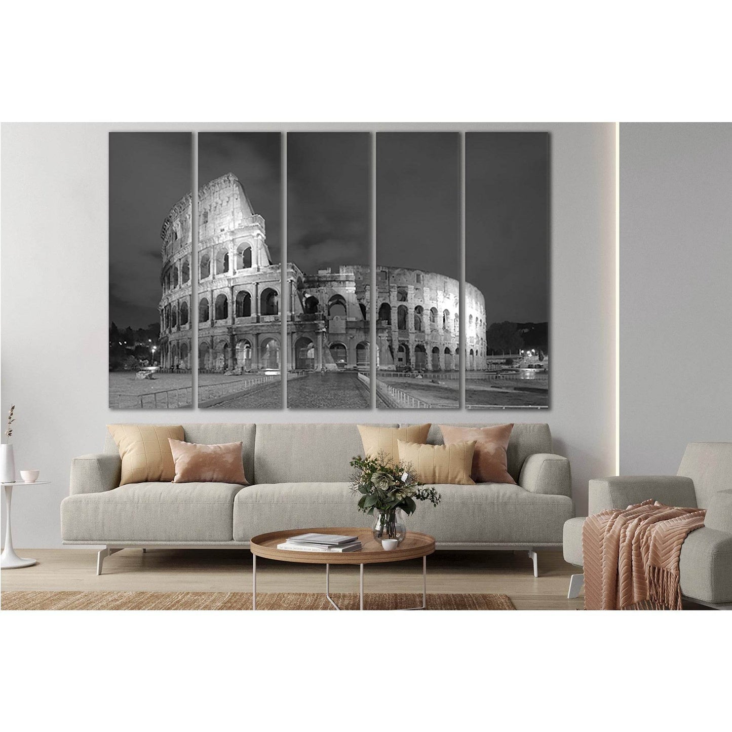 Colosseum Night Rome Black And White №SL834 Ready to Hang Canvas Print - Zellart Canvas Prints 0new, ALL_Products, Black & White Wall Art