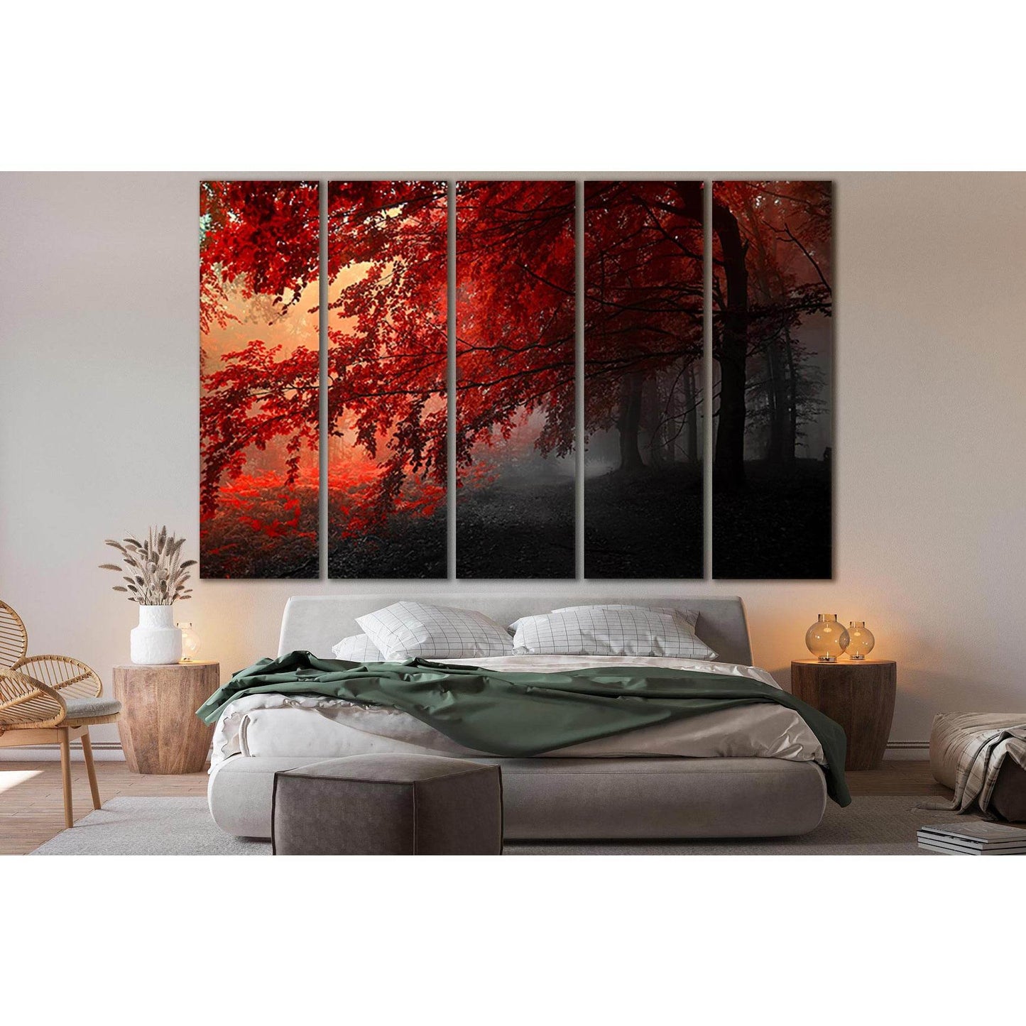 Contrast Of Autumn №SL806 Ready to Hang Canvas Print - Zellart Canvas Prints 0new, ALL_Products, Trees Wall Art