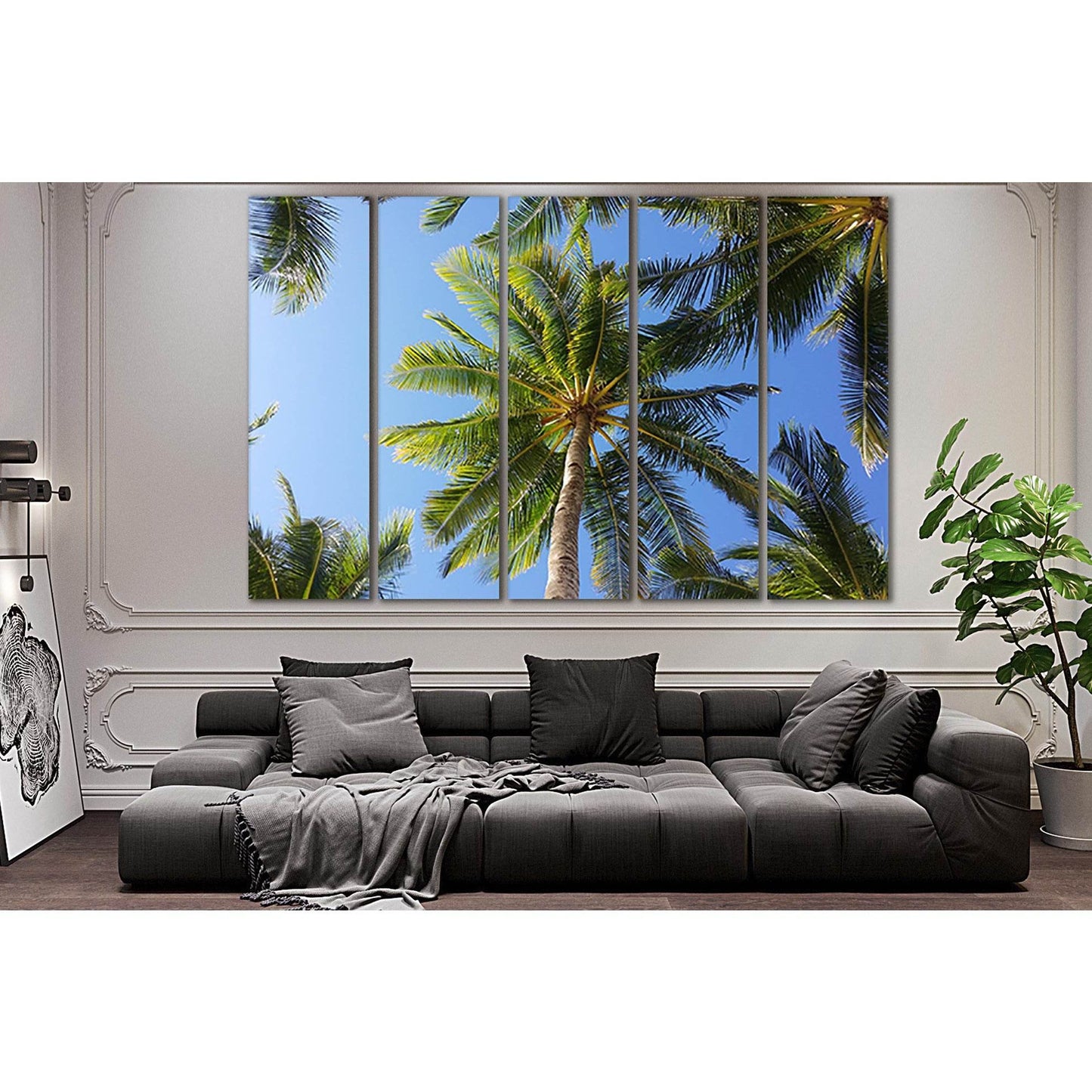 Crown Palm Under Blue Sky №SL513 Ready to Hang Canvas Print - Zellart Canvas Prints 0new, ALL_Products, Trees Wall Art