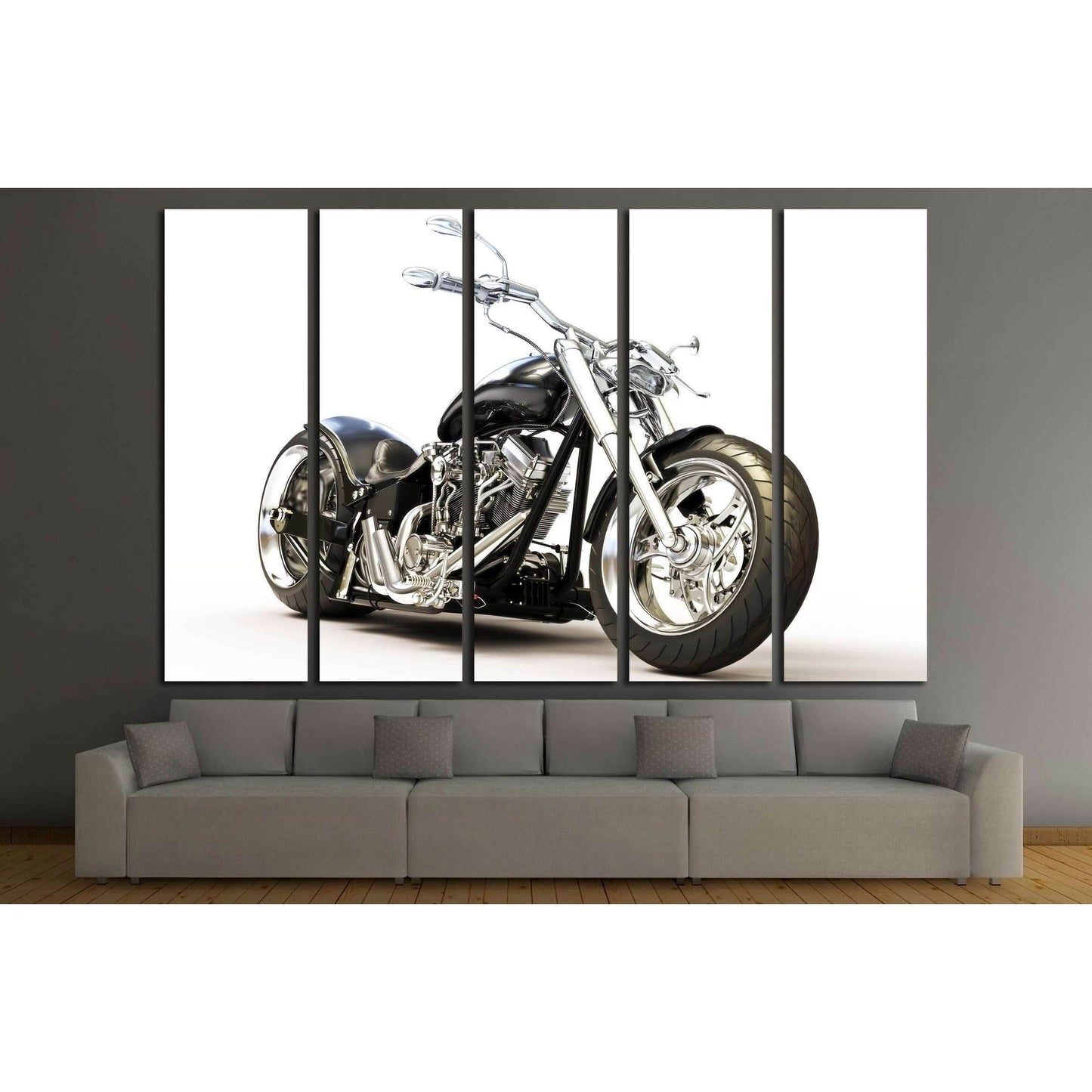 Custom black motorcycle on a white background. №2476 Ready to Hang Canvas Print - Zellart Canvas Prints ALL_Products, s-2476
