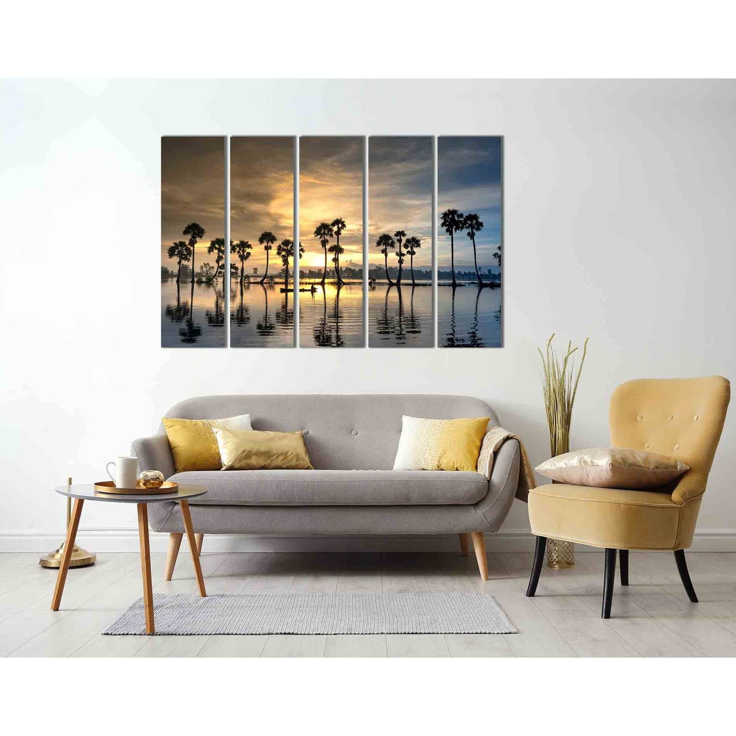 Dawn over the river №D2033 Ready to Hang Canvas Print - Zellart Canvas Prints 0new, ALL_Products, Sunrise & sunset wall art