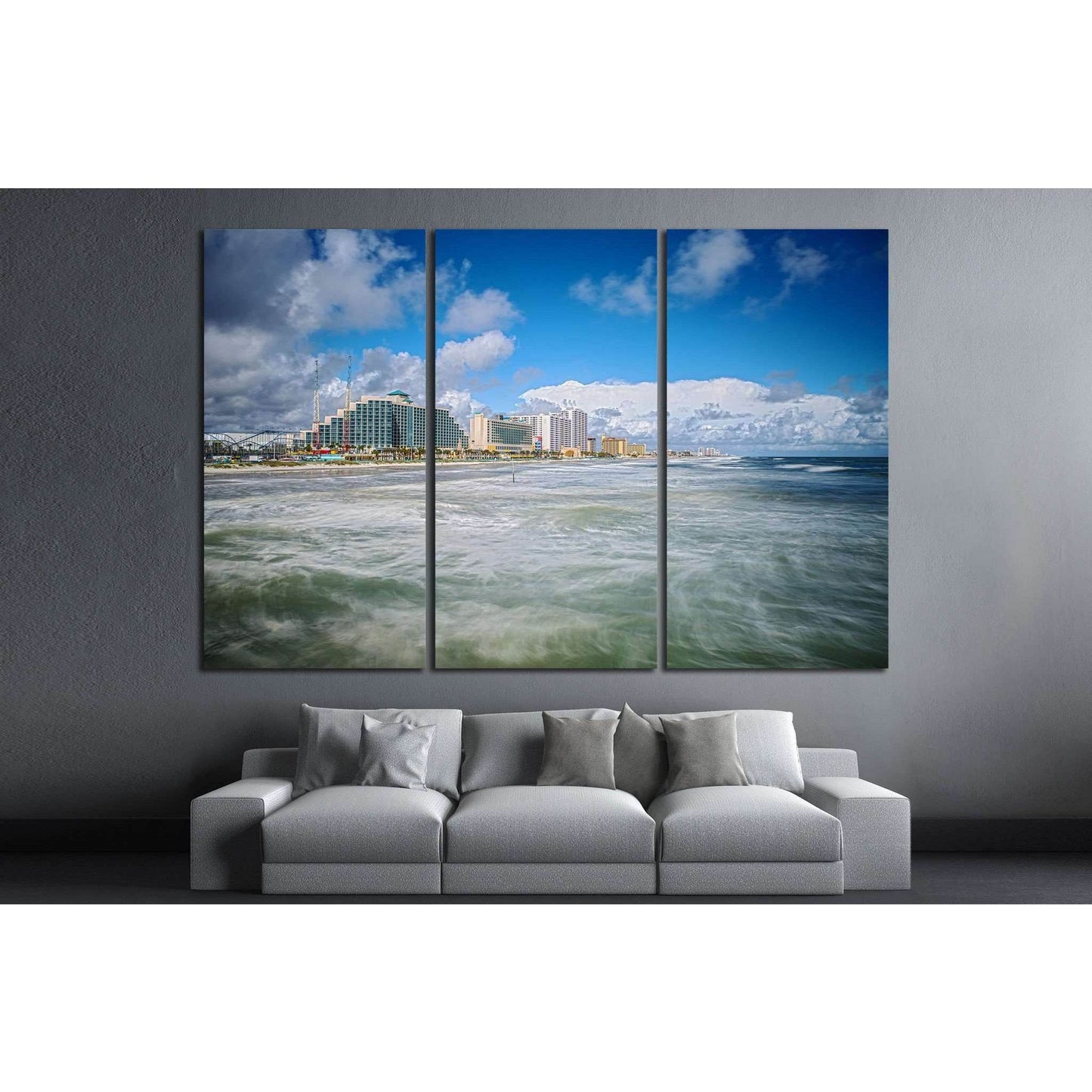 Daytona Beach Florida from Sunglow Fishing Pier №1299 Ready to Hang Canvas Print - Zellart Canvas Prints ALL_Products, s-1299