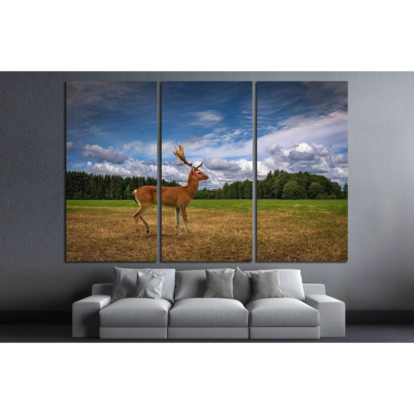 Deer in a Field №2361 Ready to Hang Canvas Print - Zellart Canvas Prints ALL_Products, s-2361