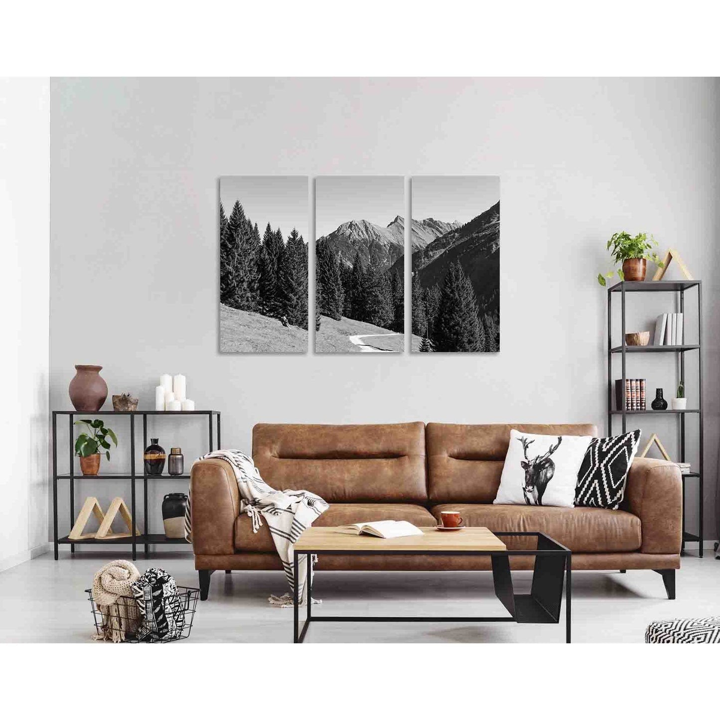 Dense forest in the mountains №D2818 Ready to Hang Canvas Print - Zellart Canvas Prints 0new, ALL_Products, Black & White Wall Art