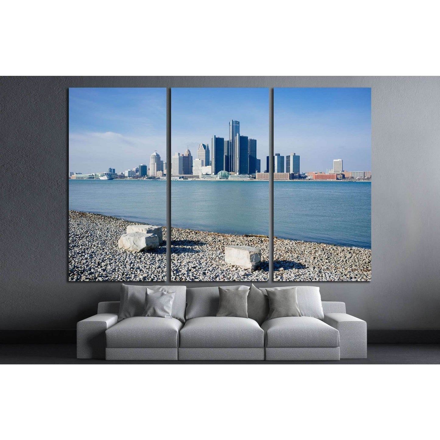 Detroit City, Riverfront Trail, Windsor, Ontario №1274 Ready to Hang Canvas Print - Zellart Canvas Prints ALL_Products, s-1274